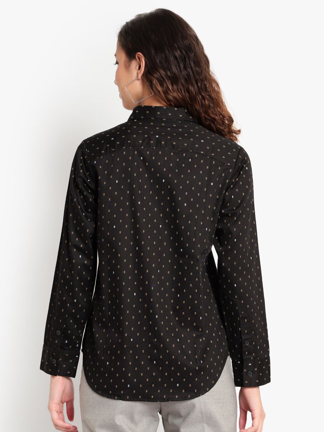 Black Print Formal Plus Size Shirt — view 5