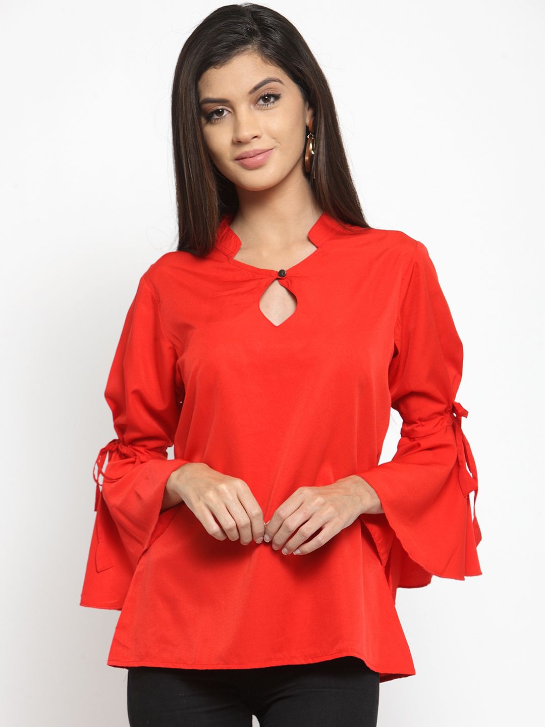Red Bell Sleeve Top — view 1