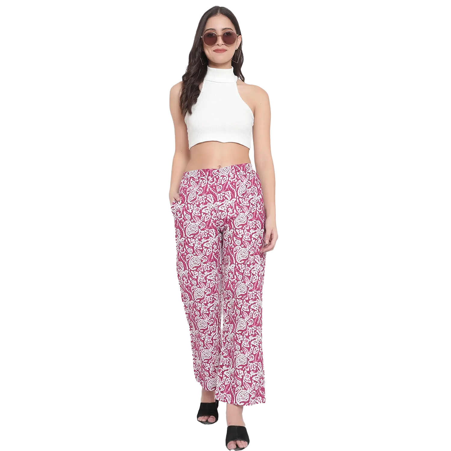 Pink Hand Block Print Trousers