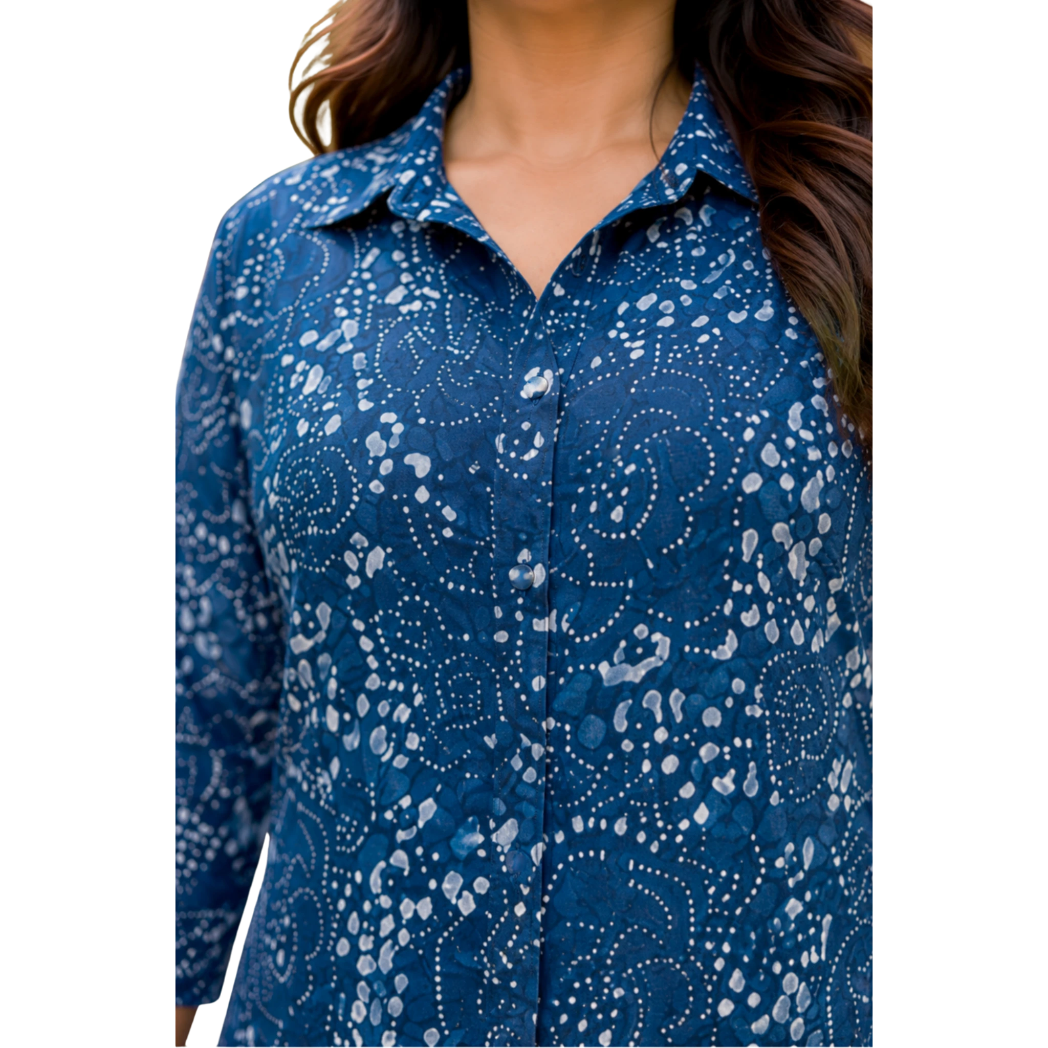 Blue and White Indigo Cotton Shirt