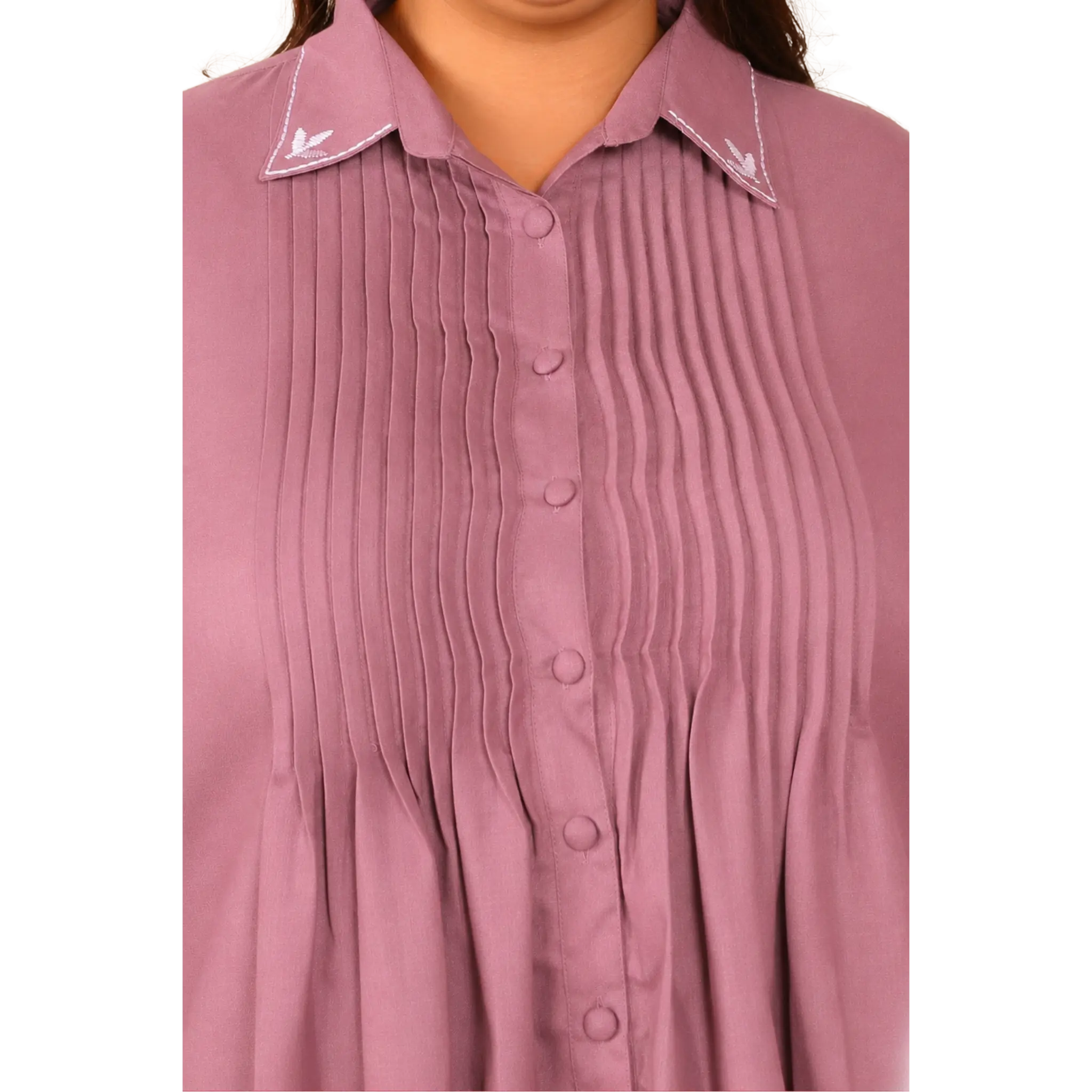 Pink Cotton Collar Embroidered Tunic