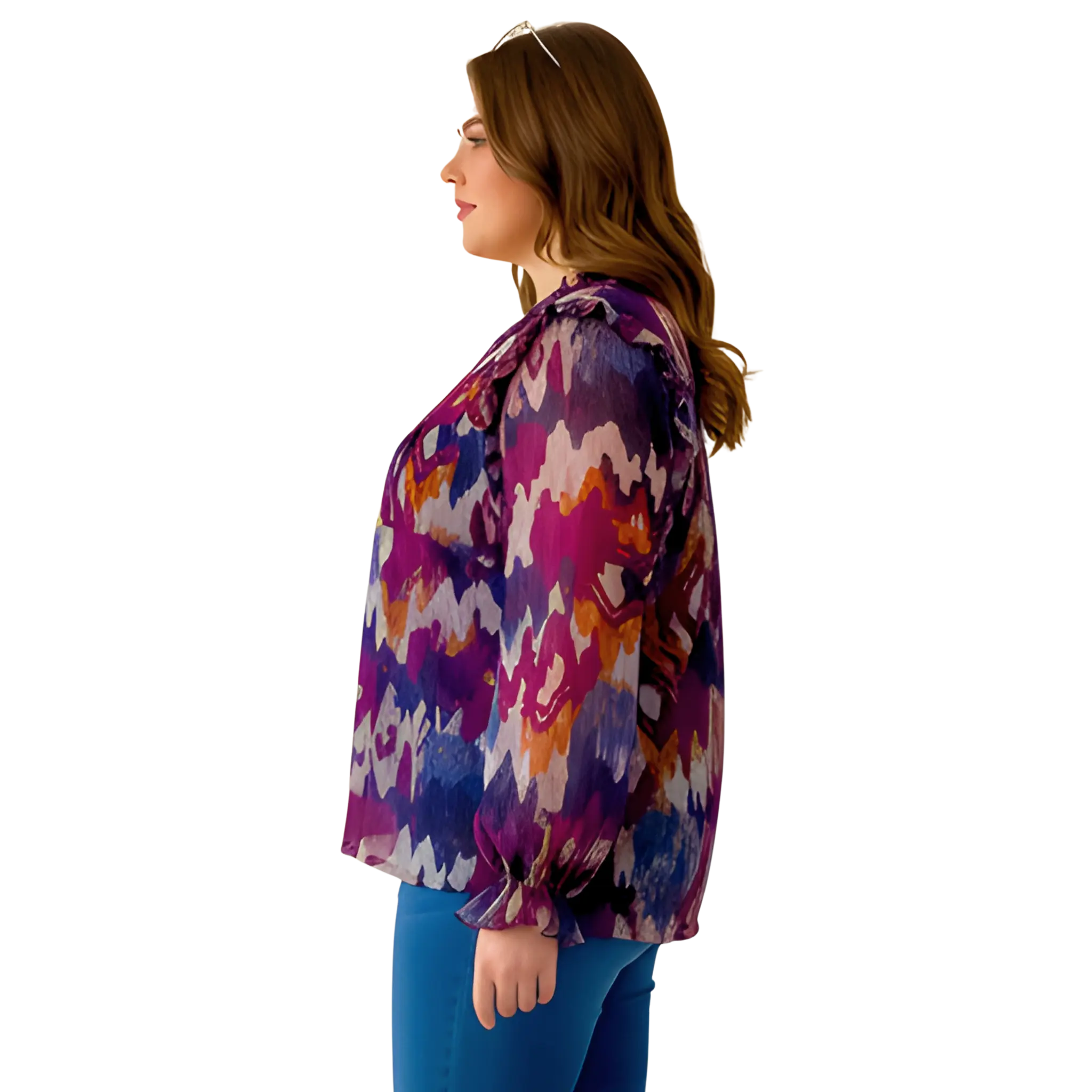 Abstract Print Georgette Plus Size Tunic