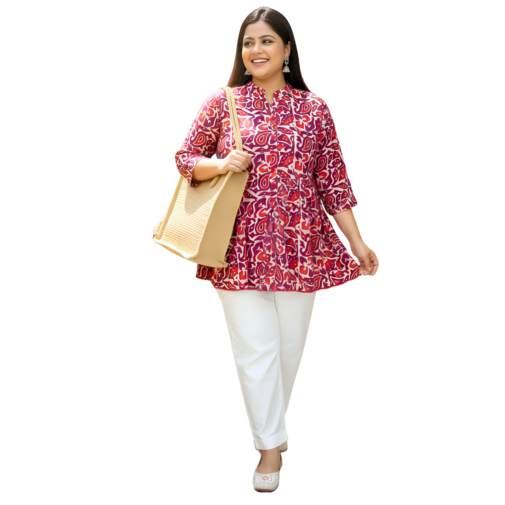 Red and Purple Print Cotton Tunic