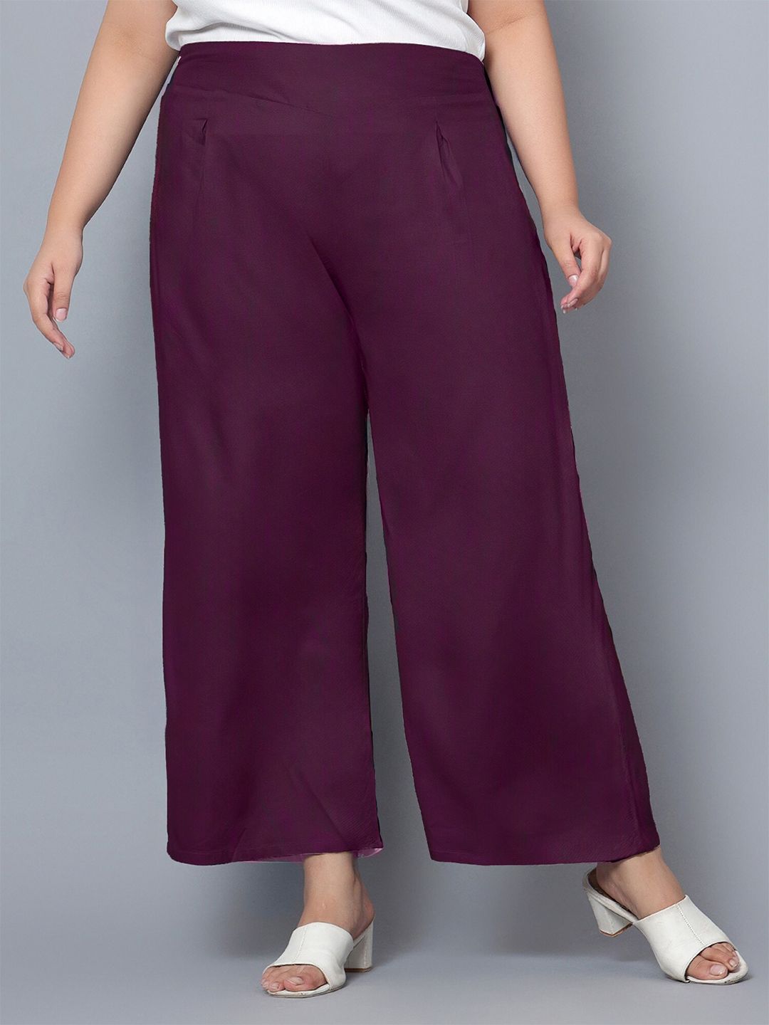 Purple Plus Size Trousers — view 1