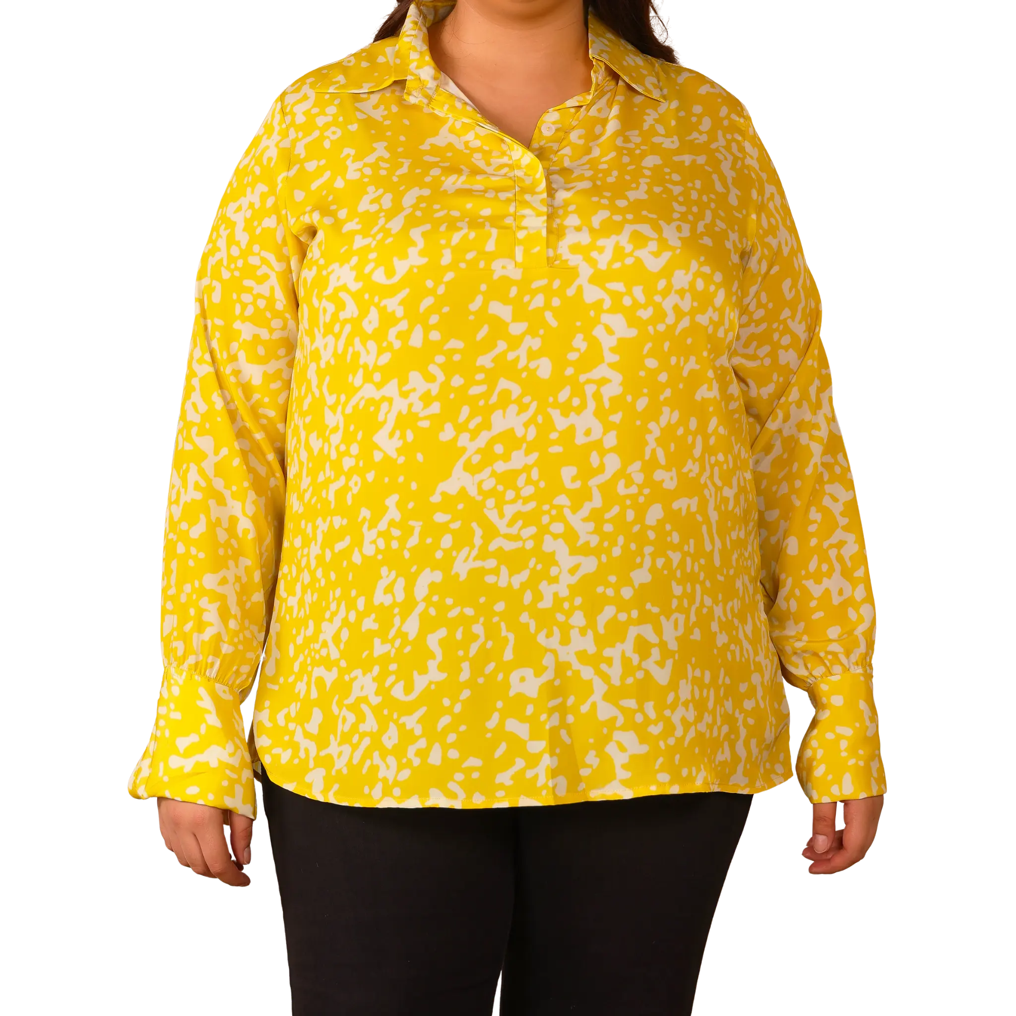 Yellow Print Satin Shirt