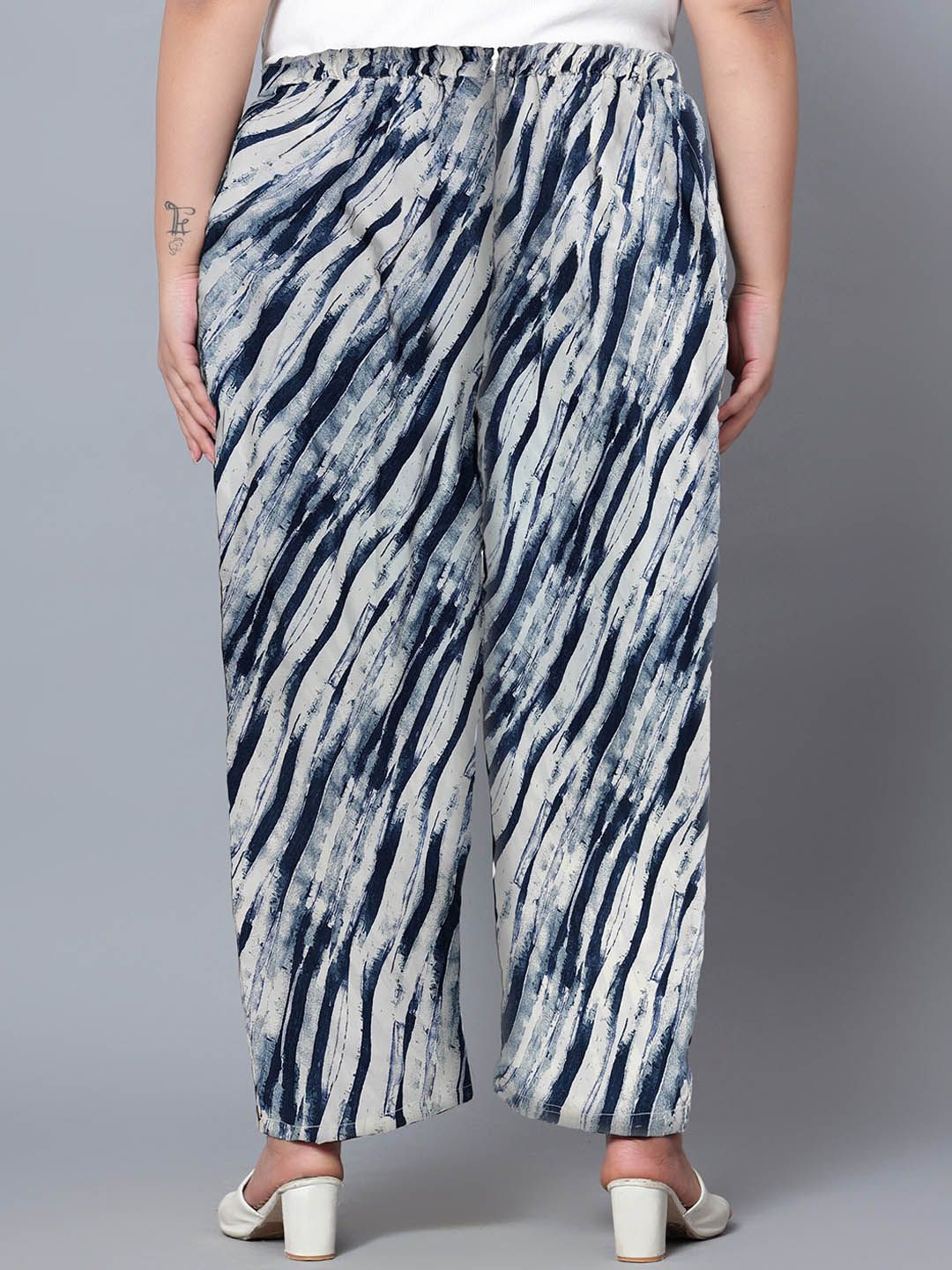 Blue Leheriya Print Plus Size Trousers — view 4