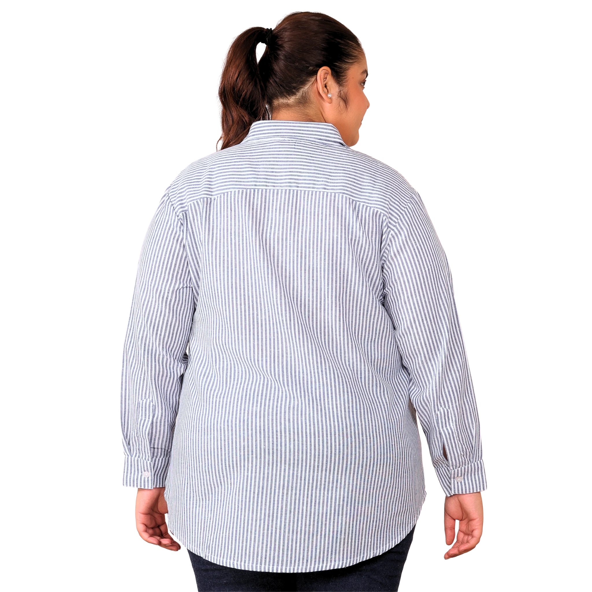 Blue Linen Stripe Formal Shirt