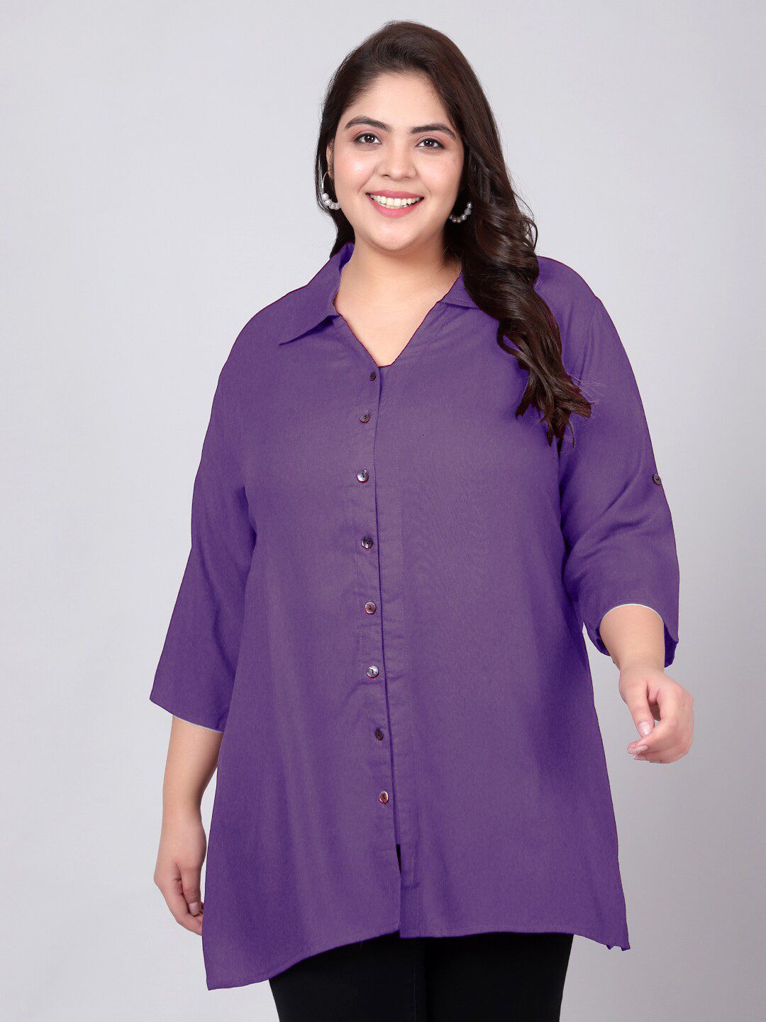 Lavender Longline Plus Size Shirt — view 1