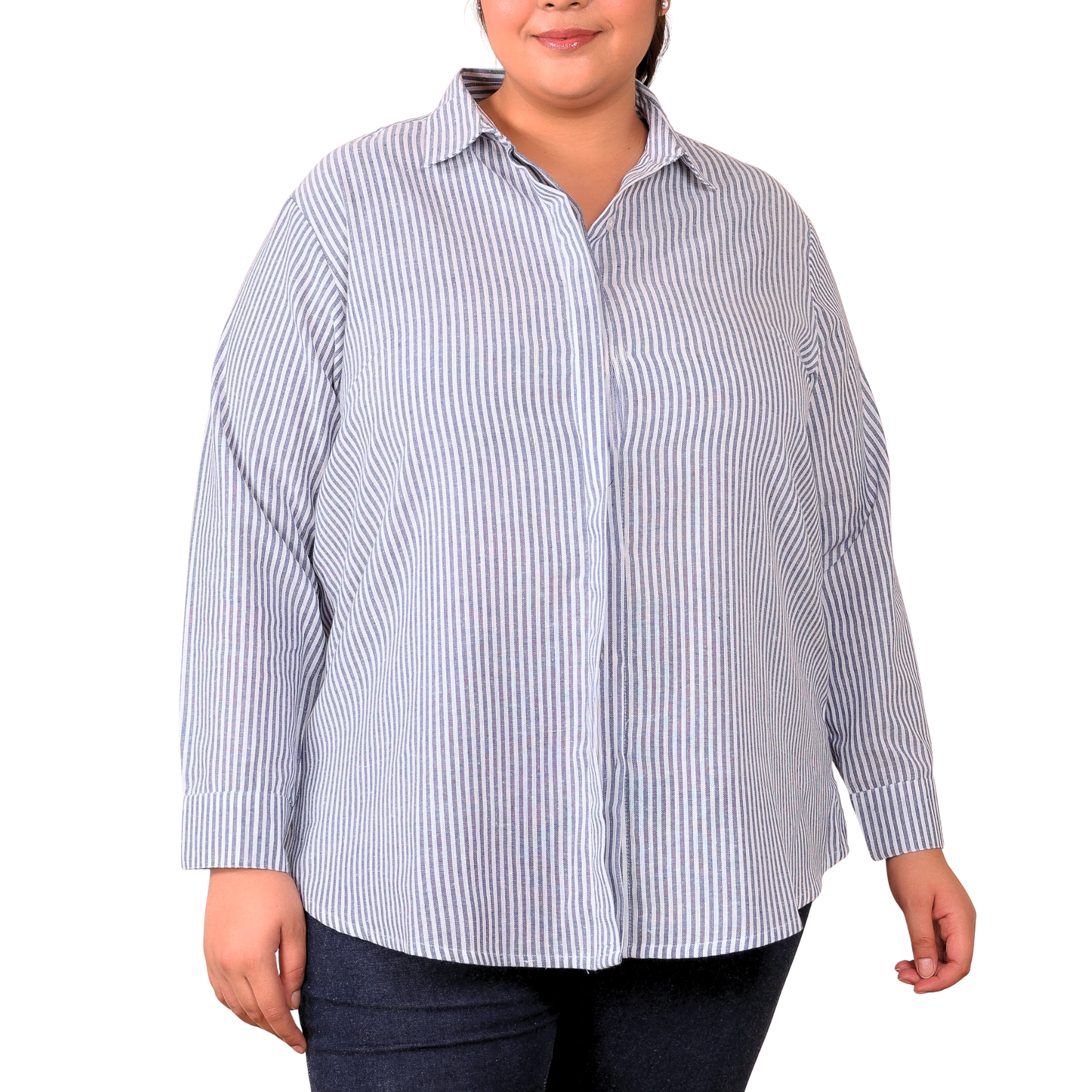 Blue Linen Stripe Formal Shirt