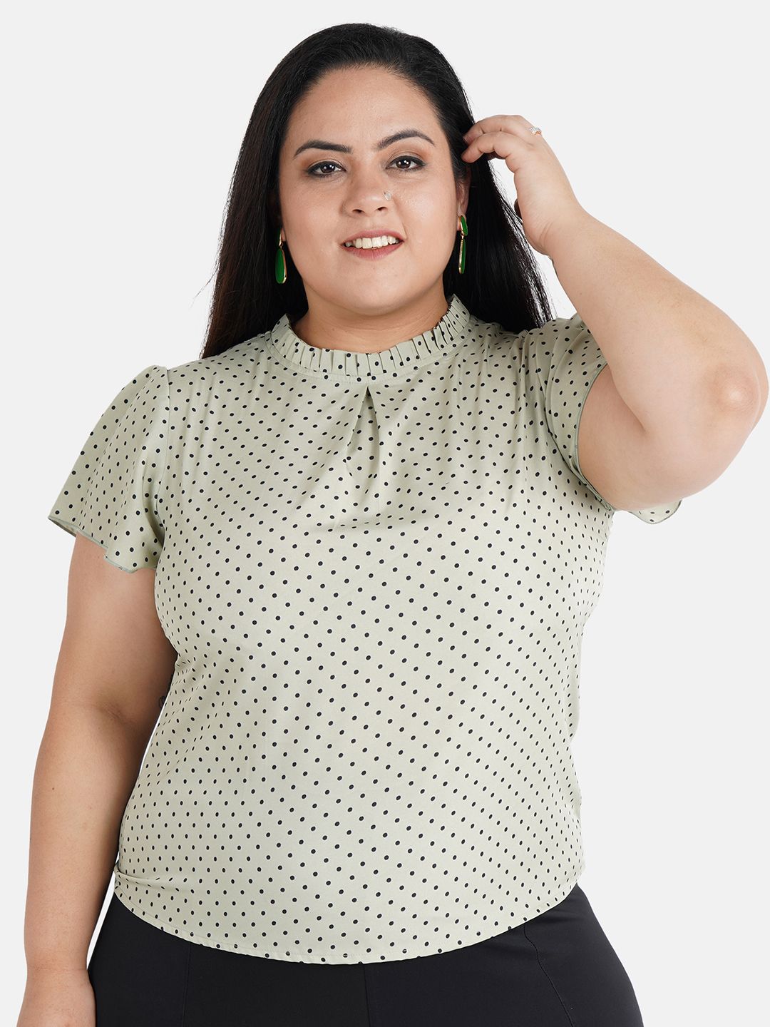 Green Polka Dot Top — view 1