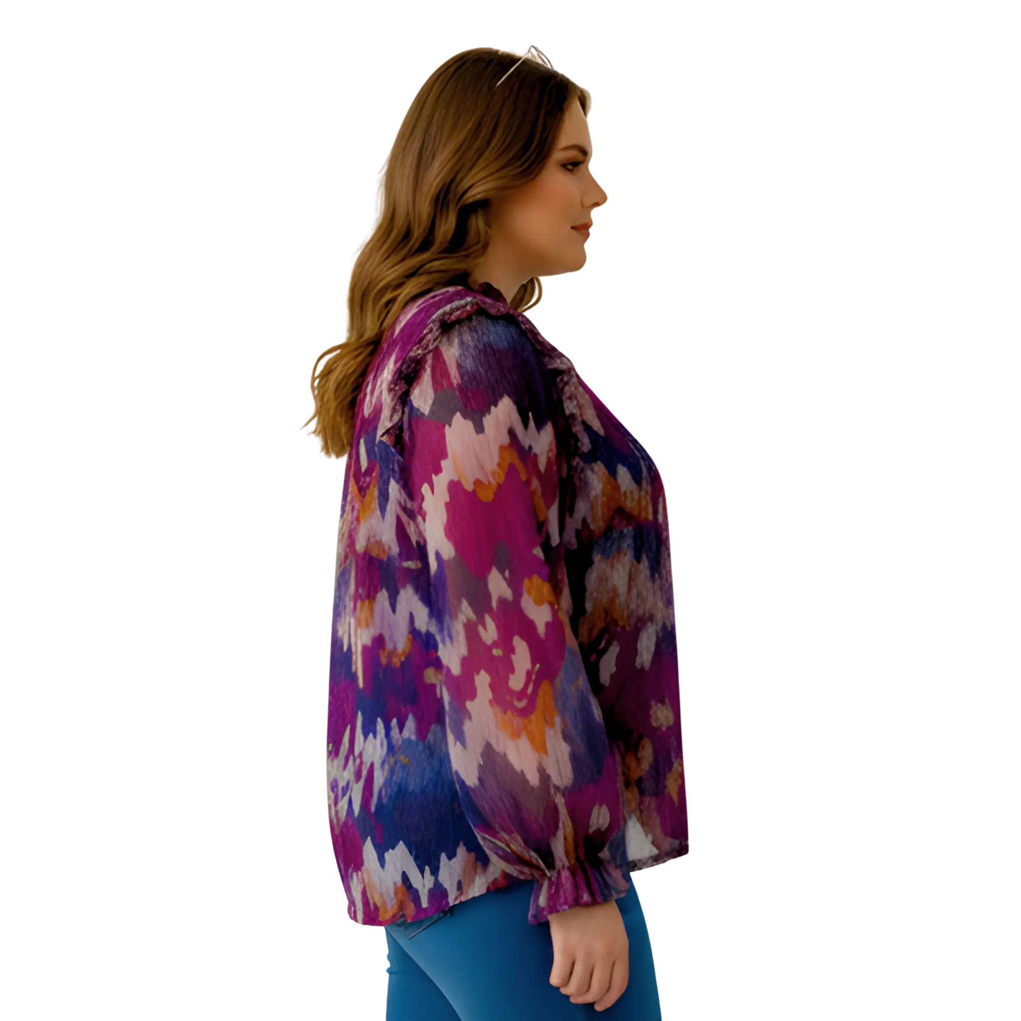 Abstract Print Georgette Plus Size Tunic