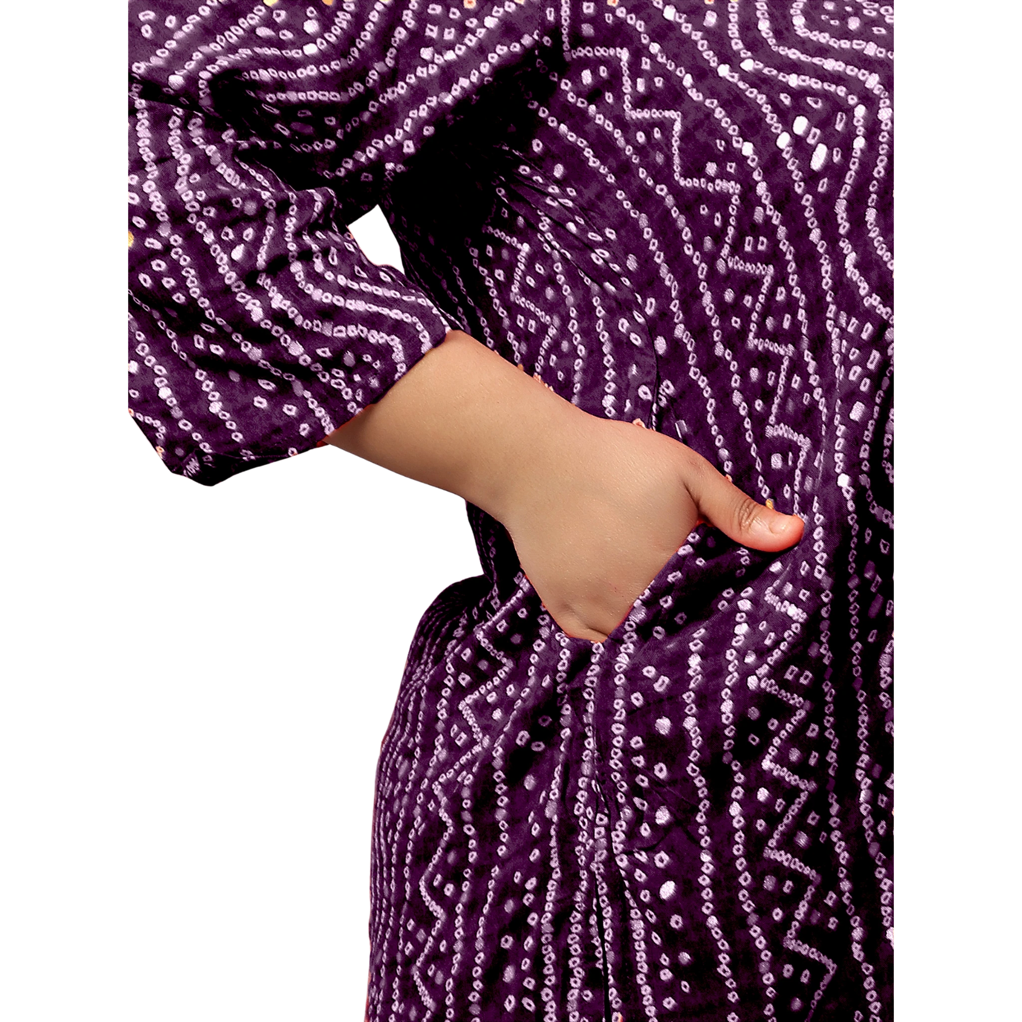 Purple Bandhani Print Plus Size Tunic