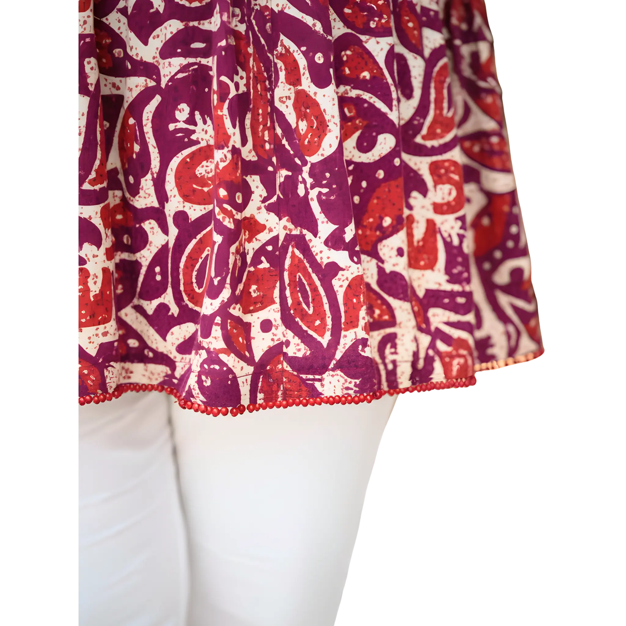 Red and Purple Print Cotton Tunic