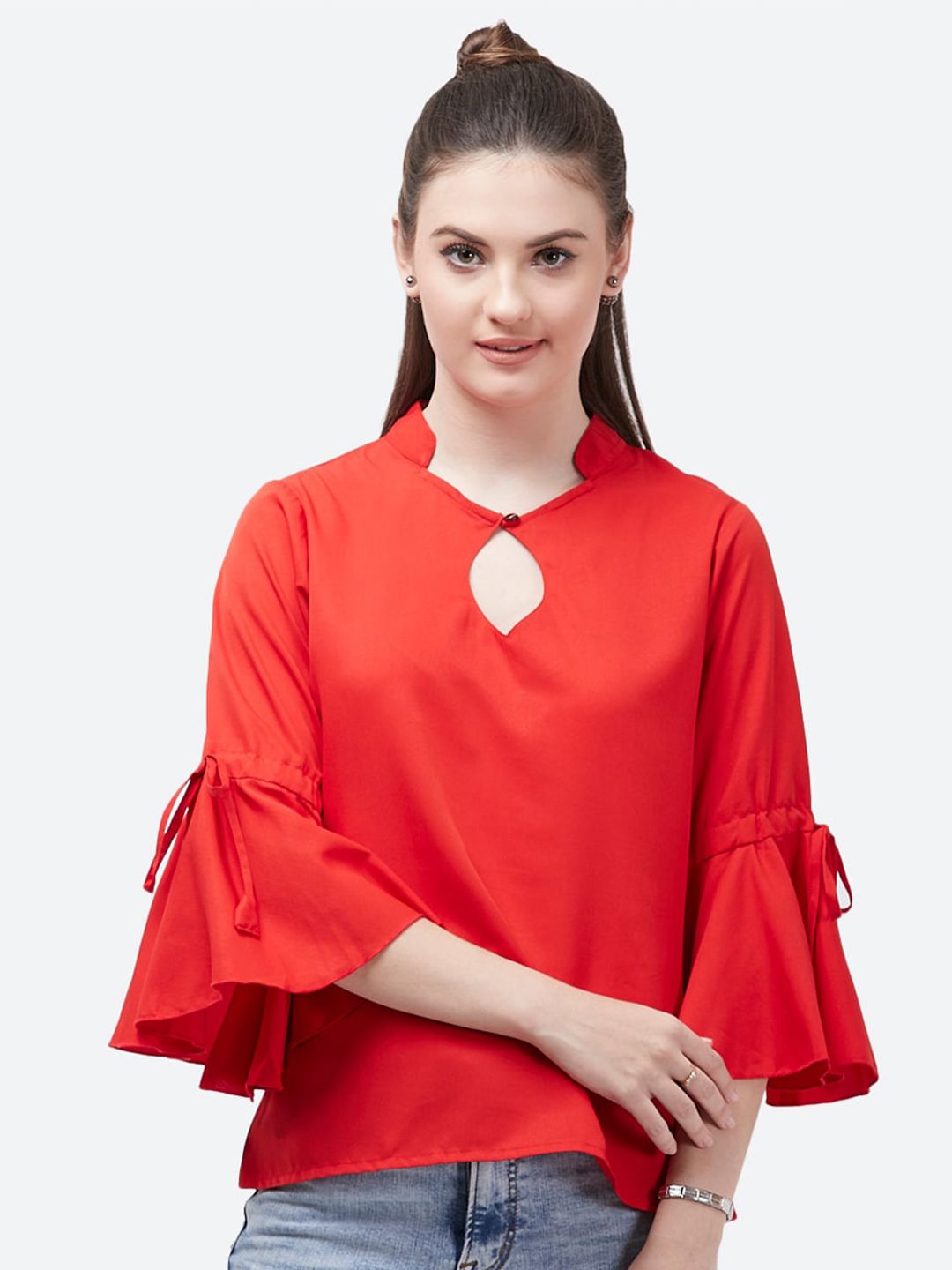 Red Bell Sleeve Top — view 6