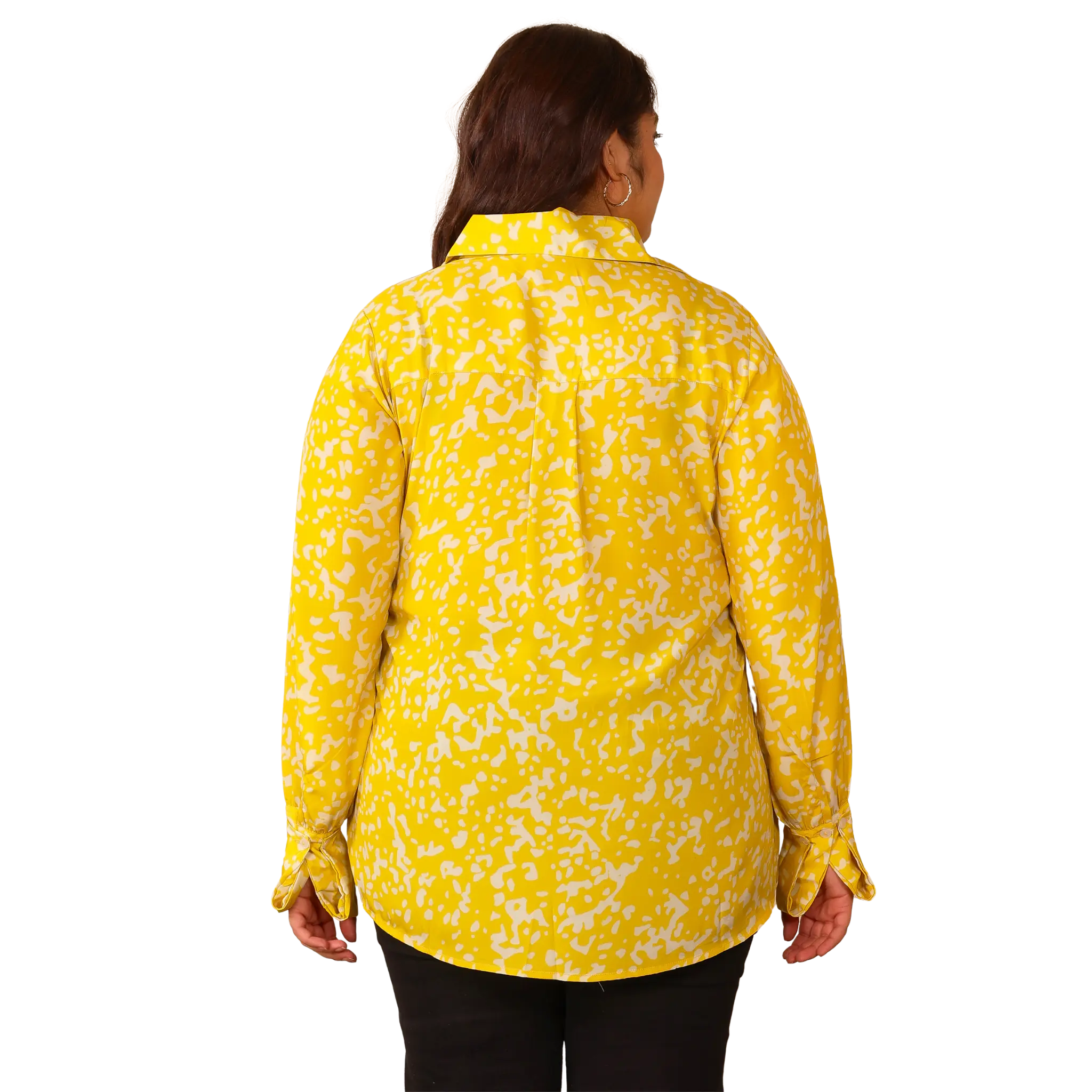 Yellow Print Satin Shirt