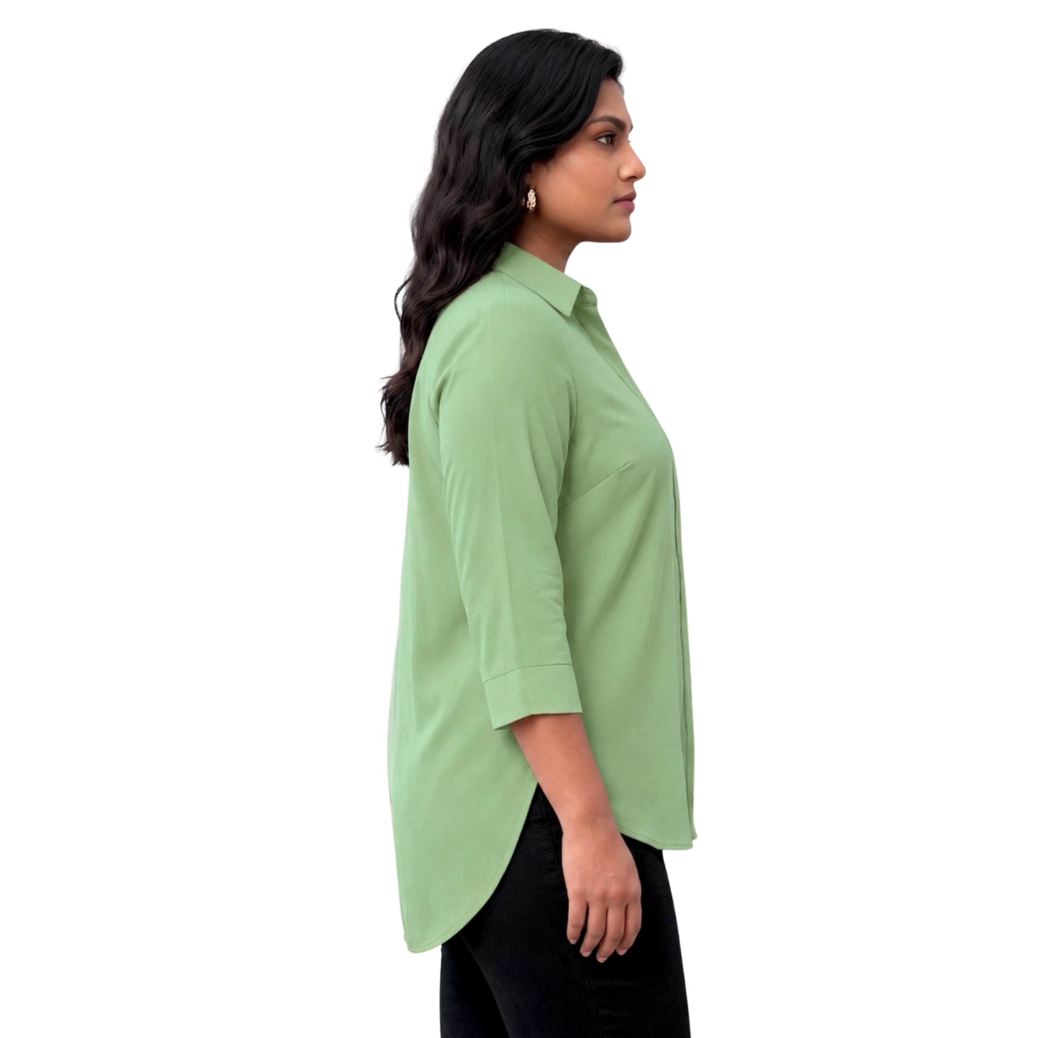 Mint Green Rayon Concealed Plus Size Tunic