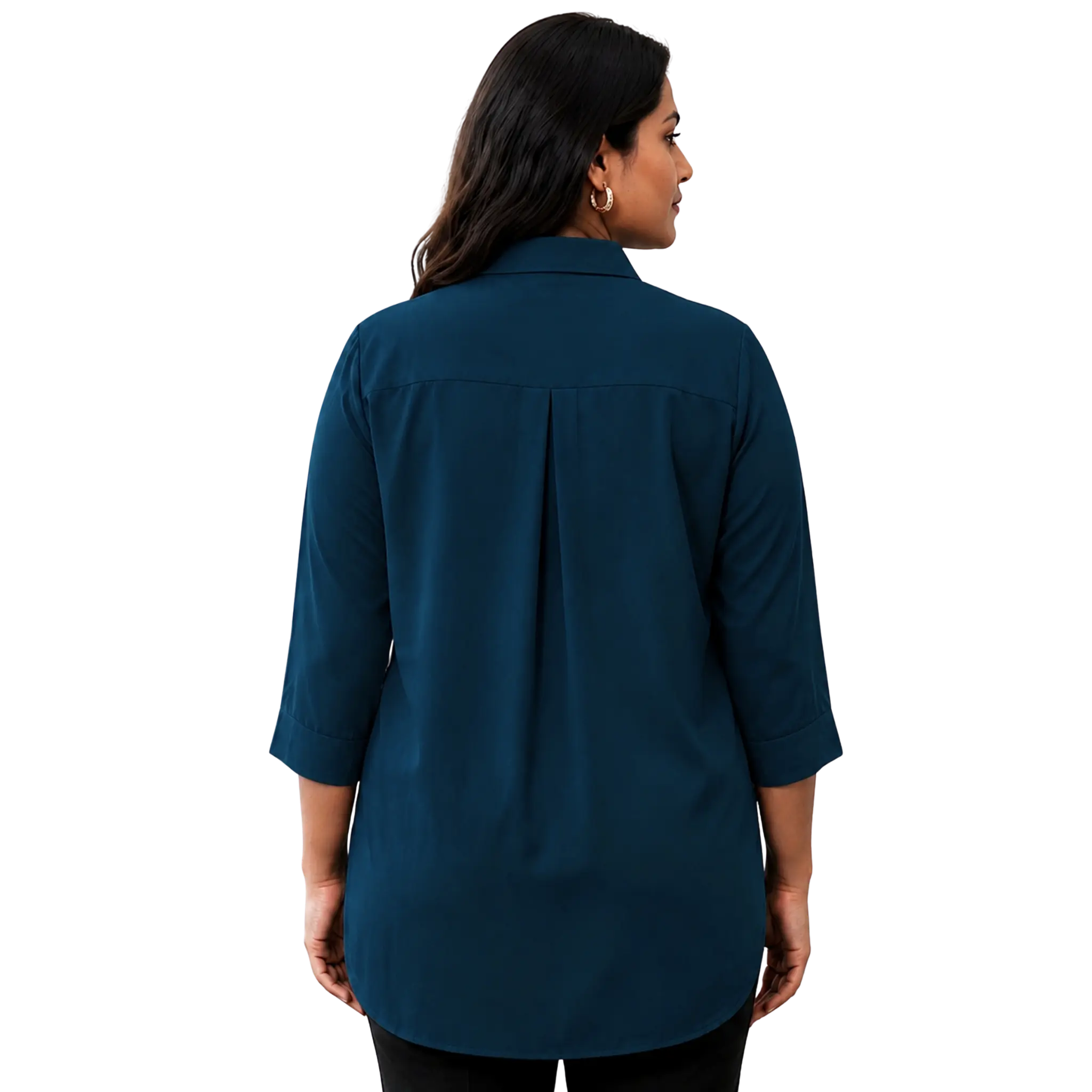 Peacock Blue Rayon Concealed Plus Size Tunic