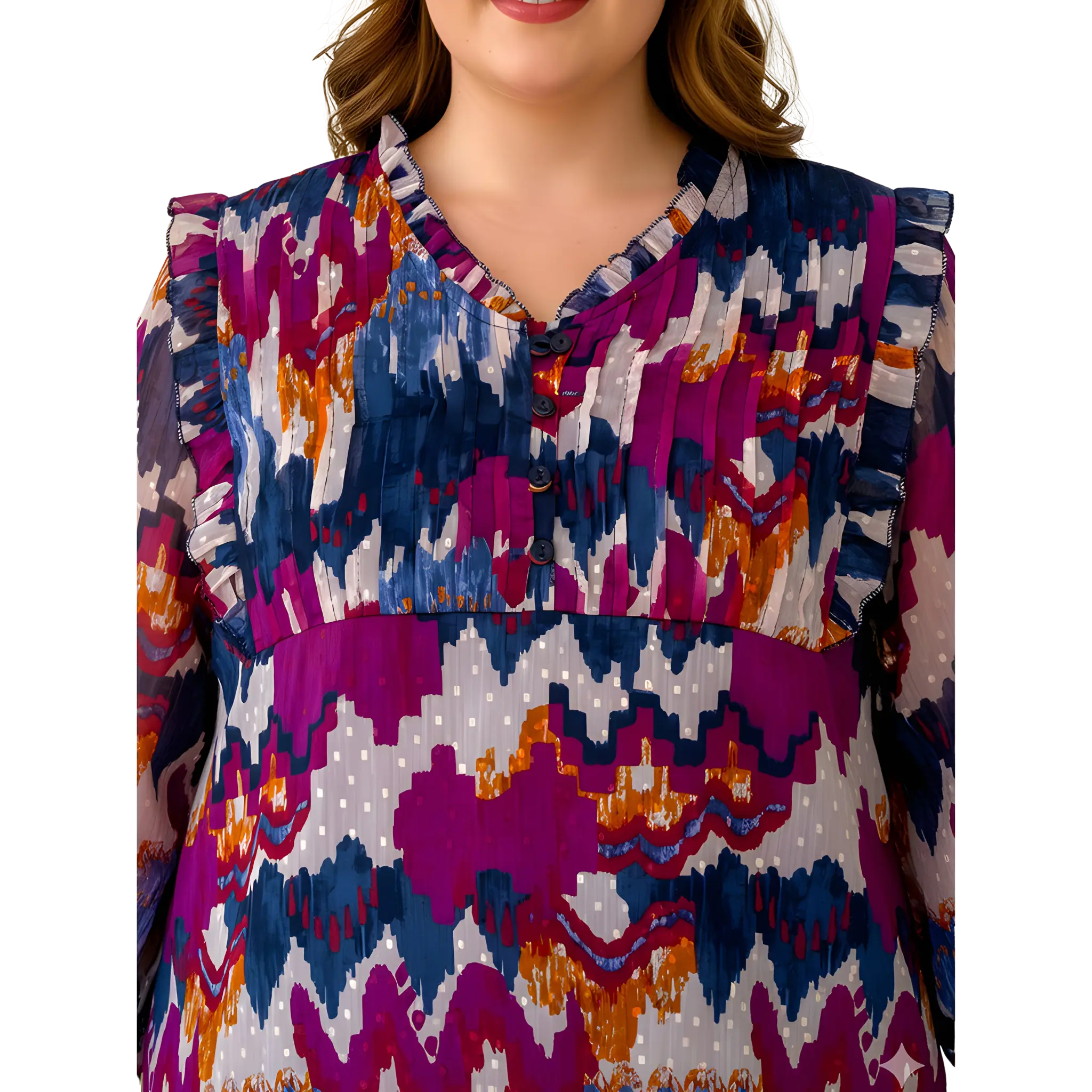 Abstract Print Georgette Plus Size Tunic
