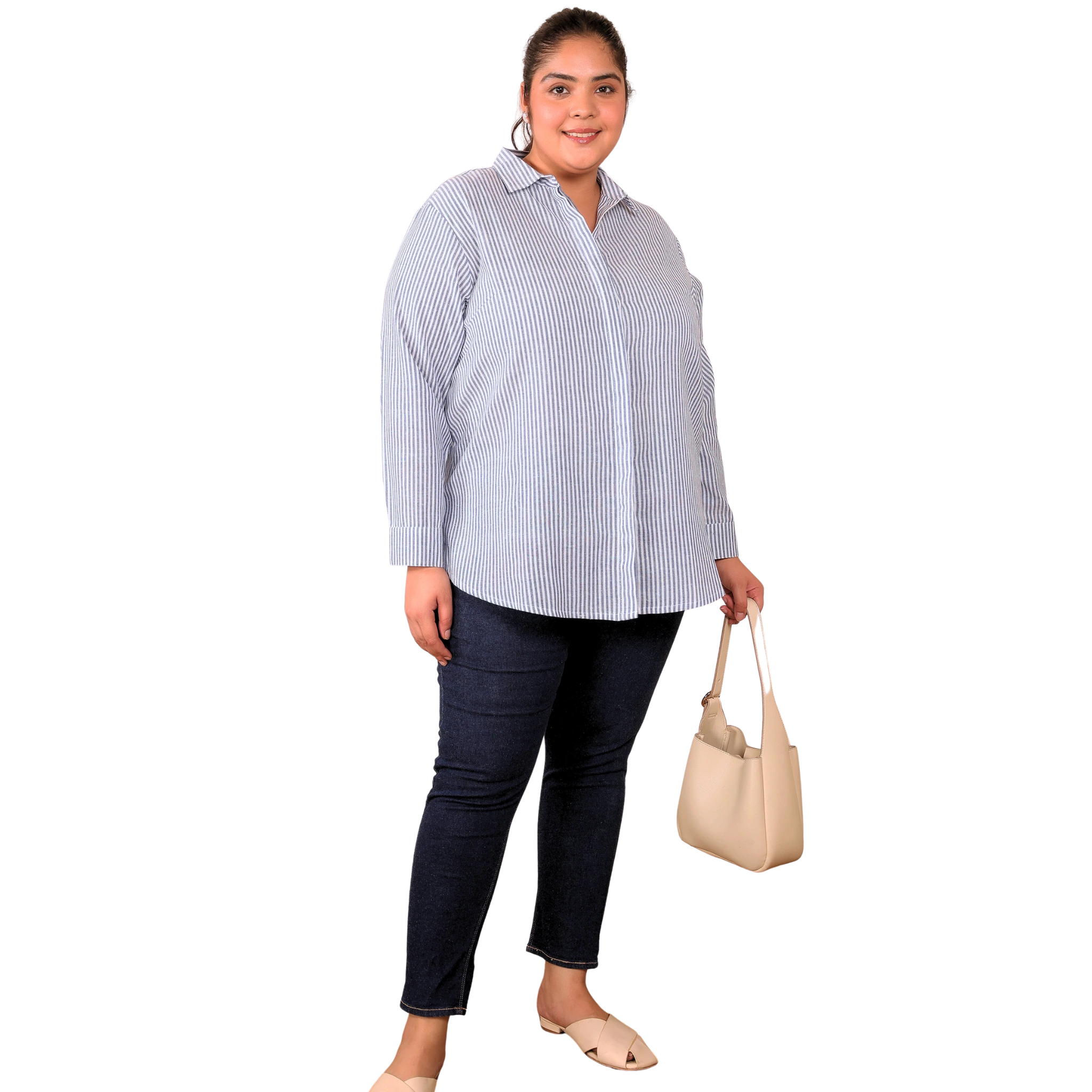 Blue Linen Stripe Formal Shirt
