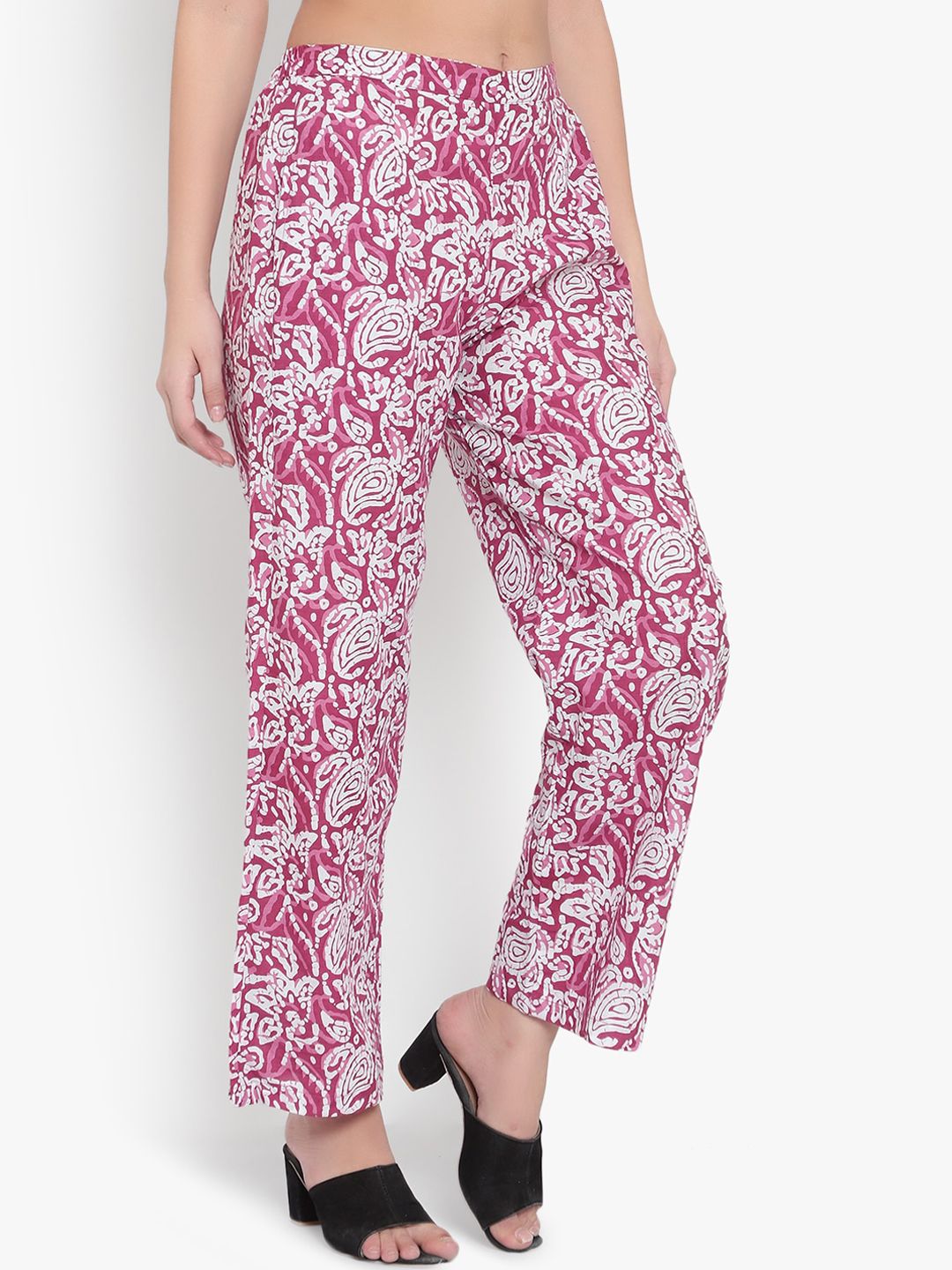 Pink Hand Block Print Trousers — view 2