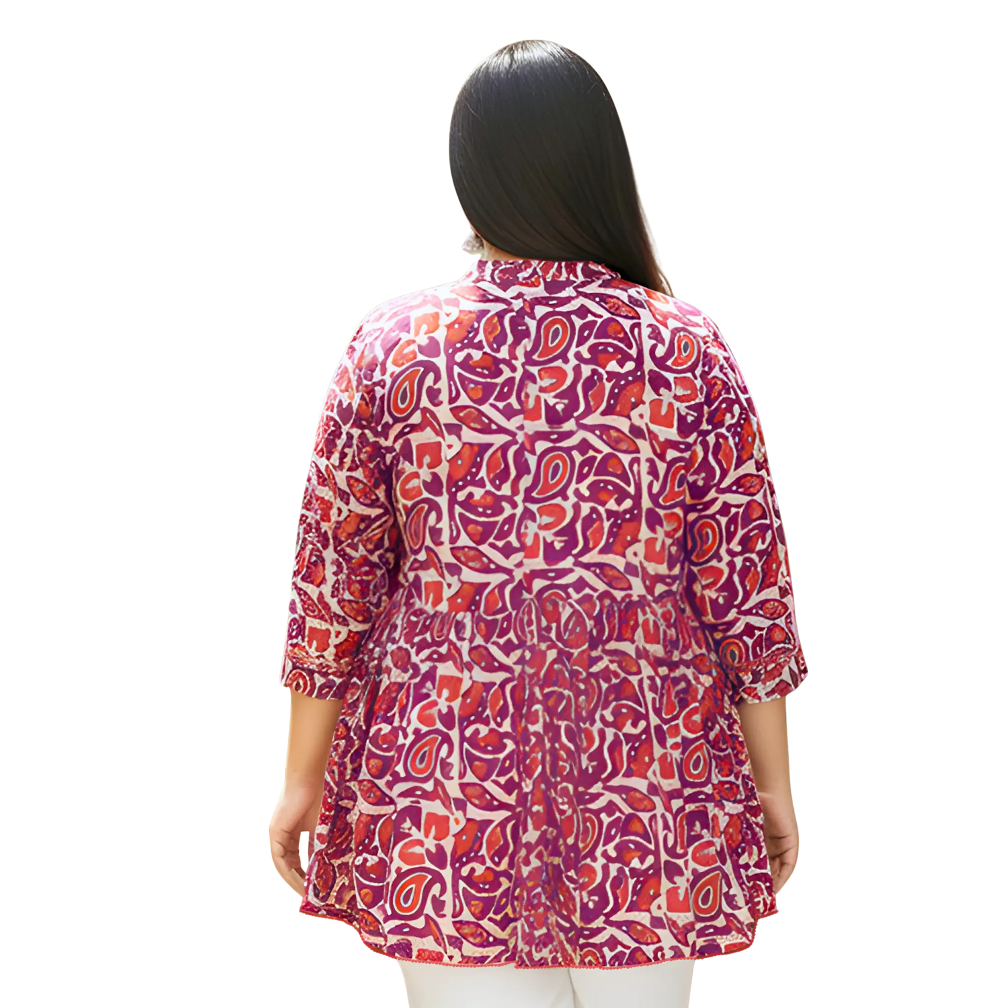 Red and Purple Print Cotton Tunic