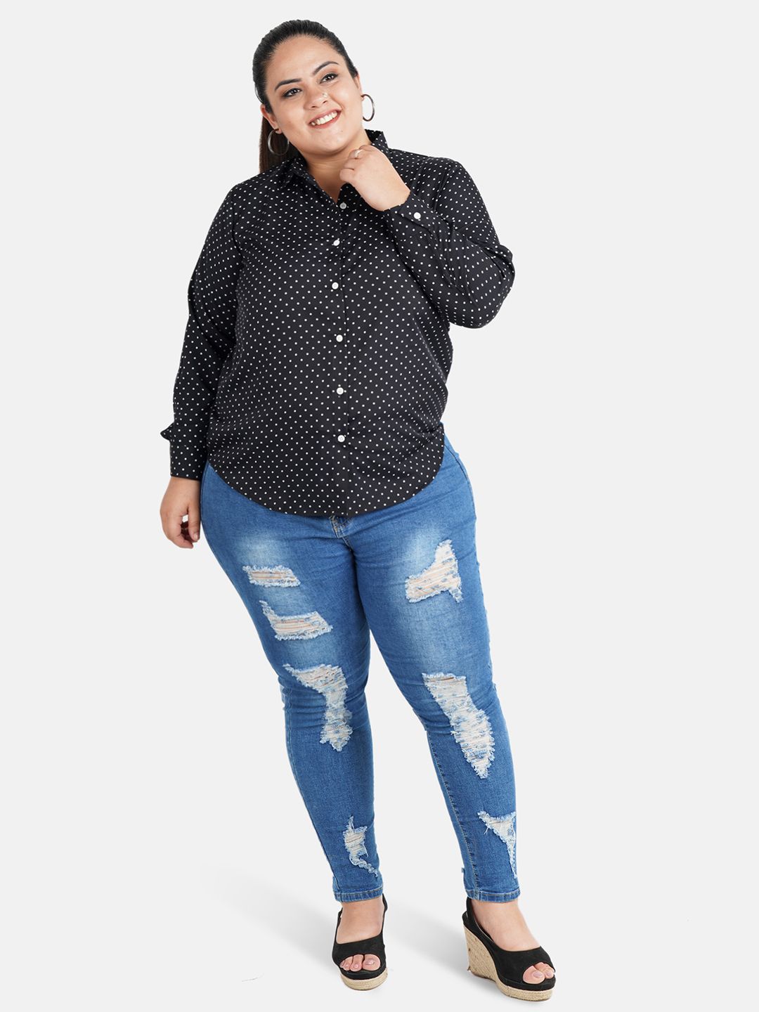 Black Polka Dot Shirt — view 6