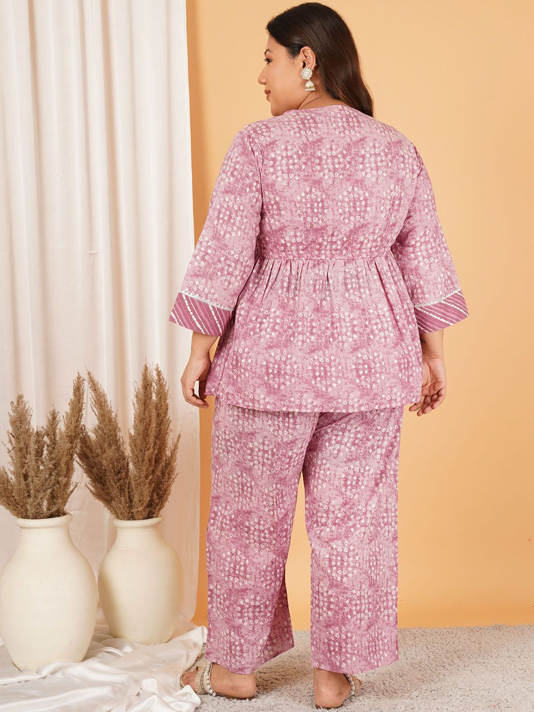 Pink Geometric Print Plus Size Co Ord Set — view 5