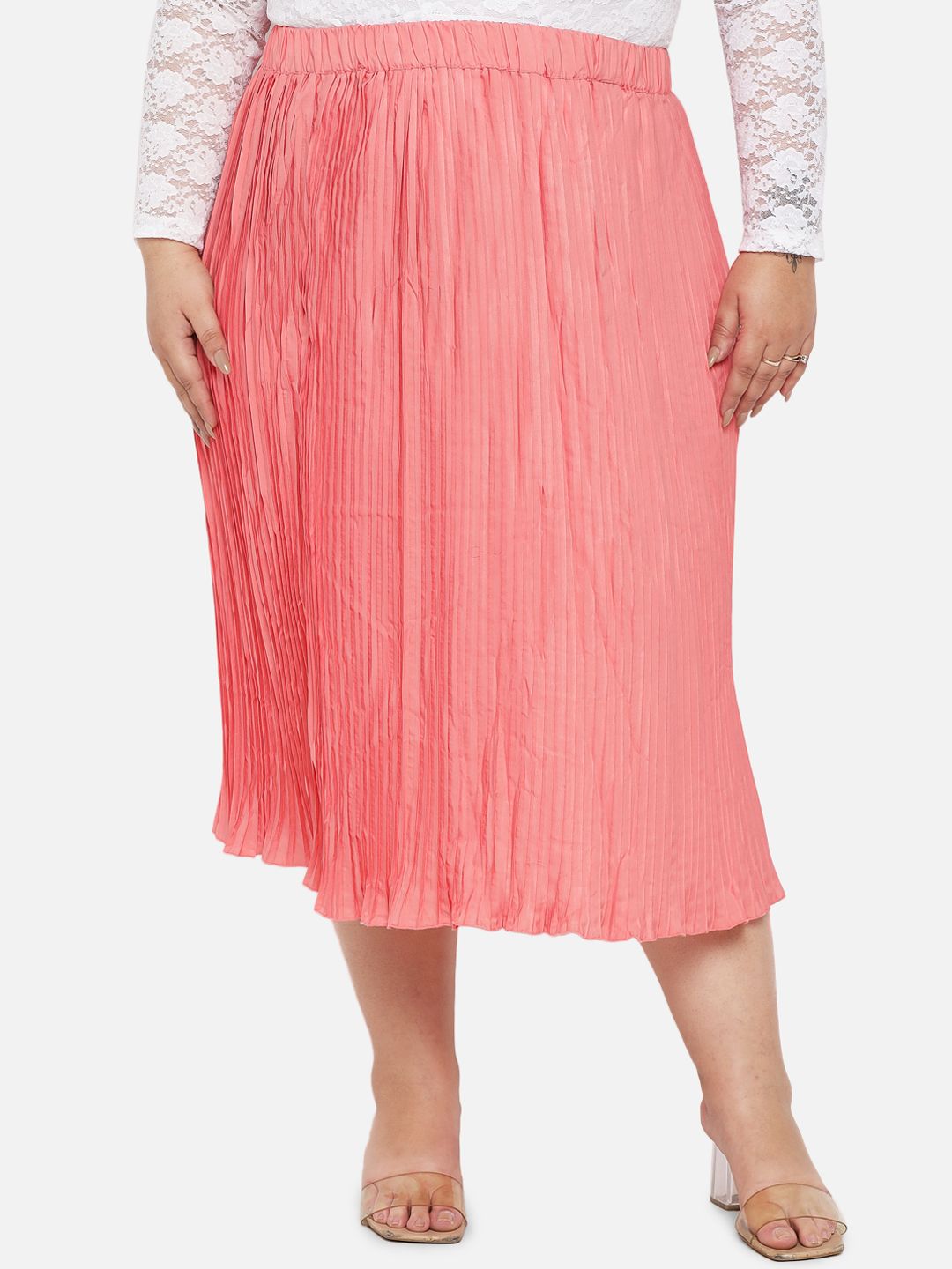 Peach Accordion Pleat Skirt — view 1