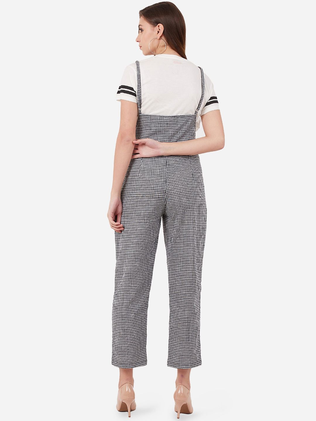 White & Black Checkered Dungaree — view 3