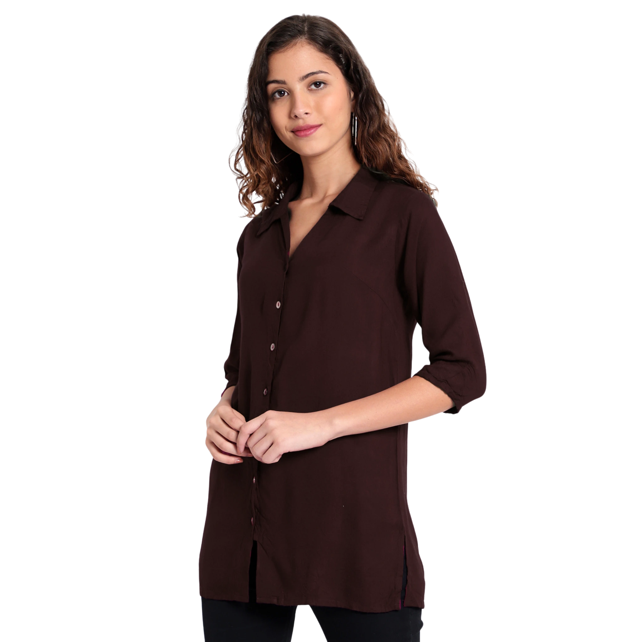 Brown Longline Shirt