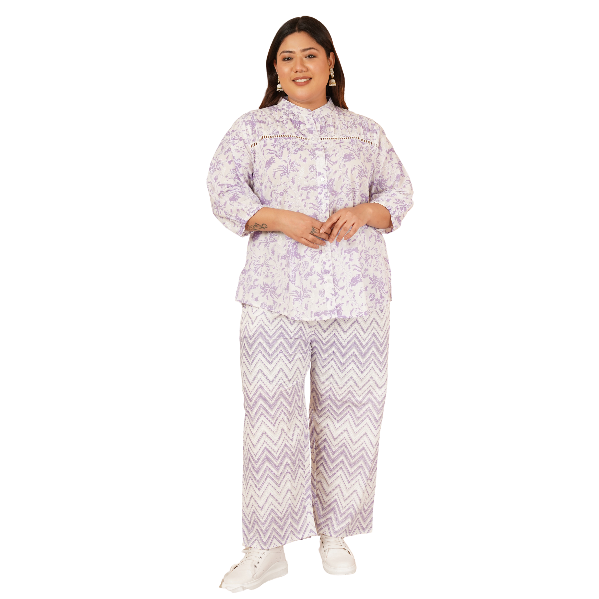 Purple Print Plus Size Co-Ord Set