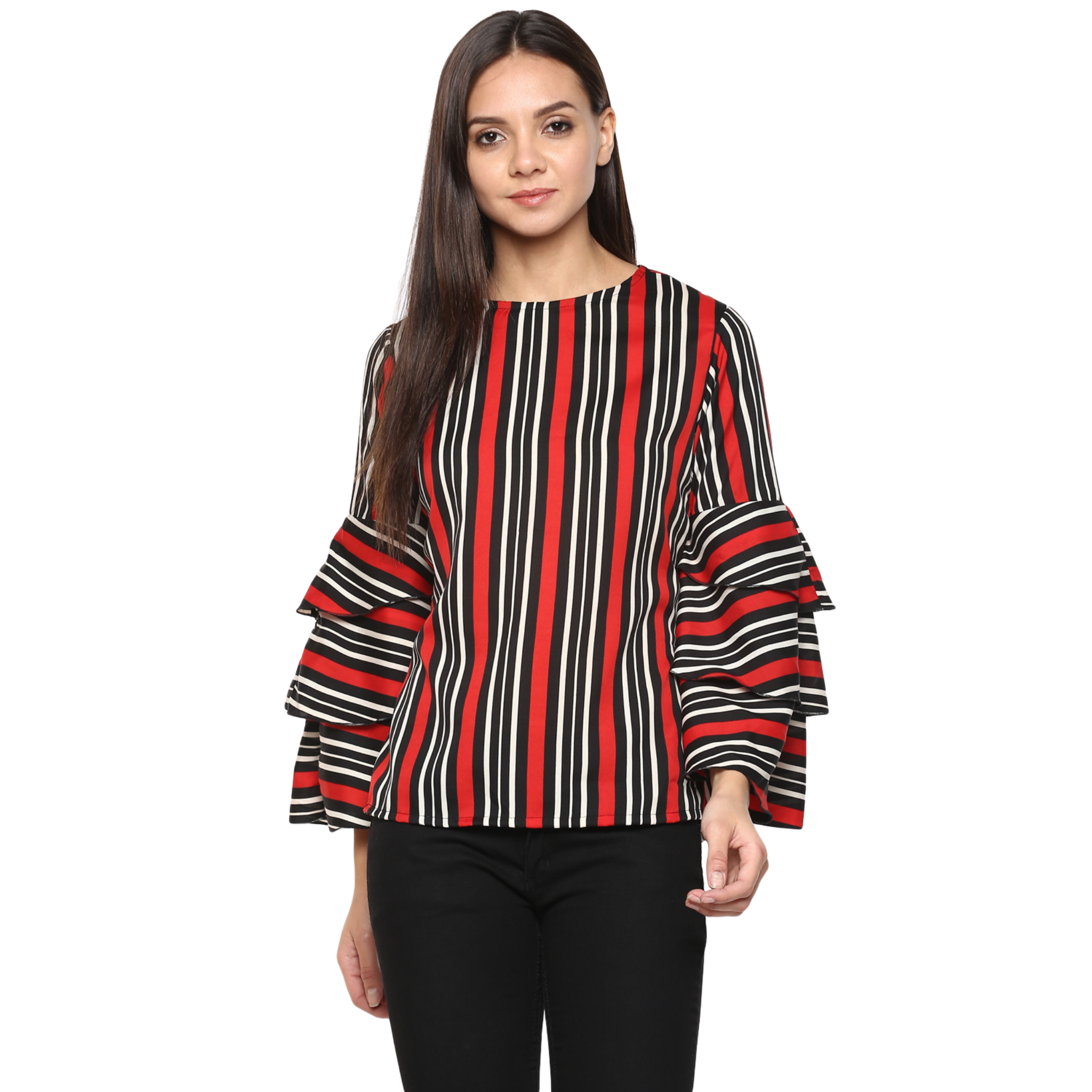 Red Black Stripe Top