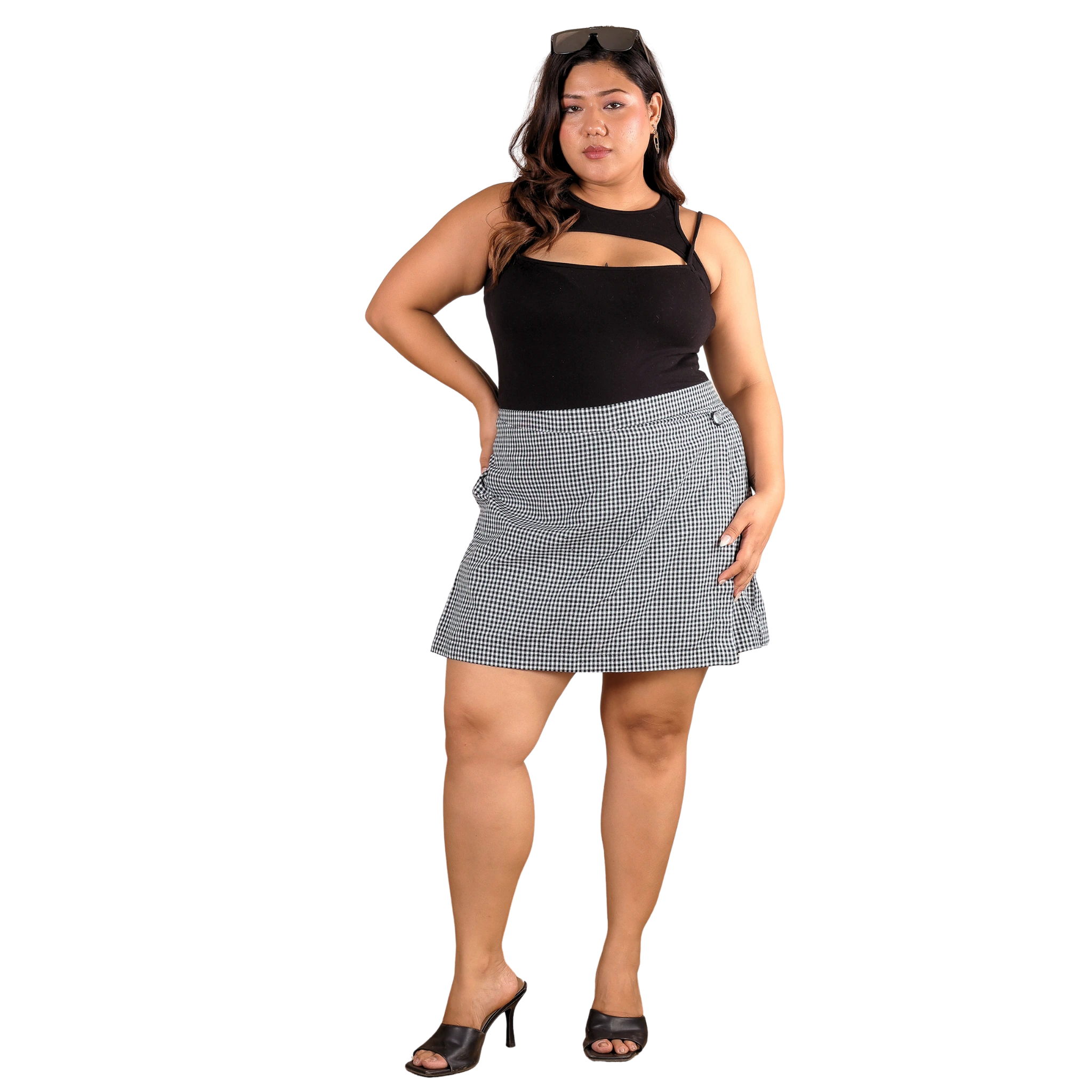 Black and Whte Checkered Skorts