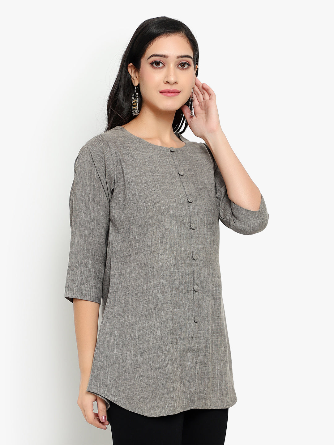 Grey Cotton Linen Tunic