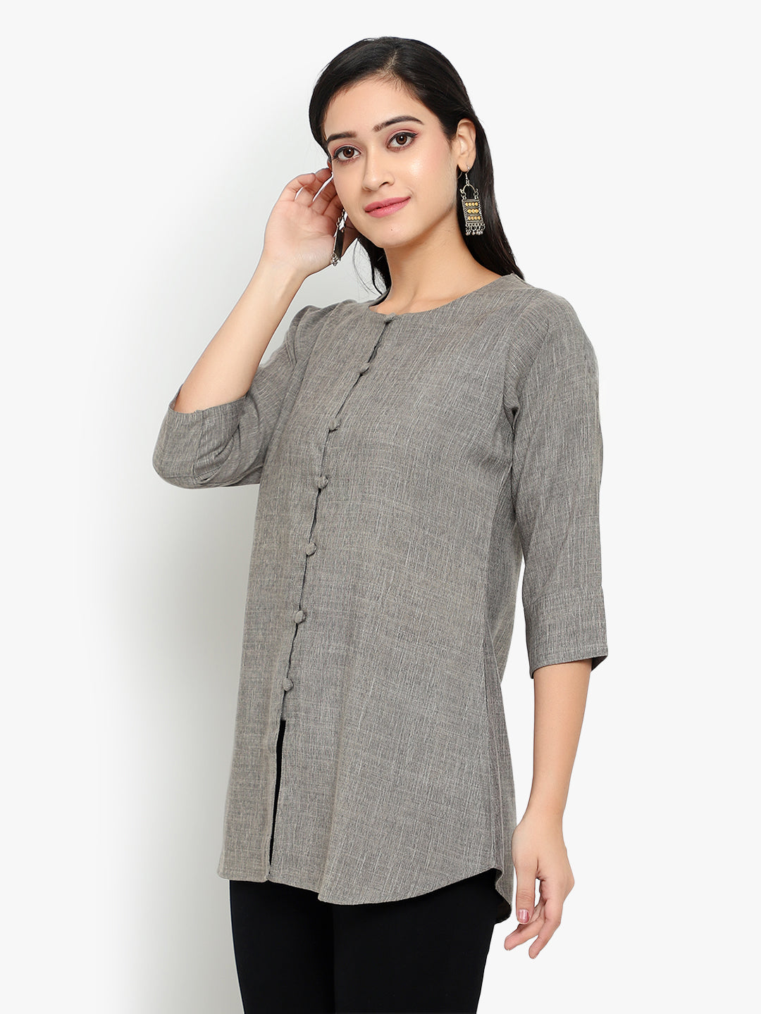 Grey Cotton Linen Tunic