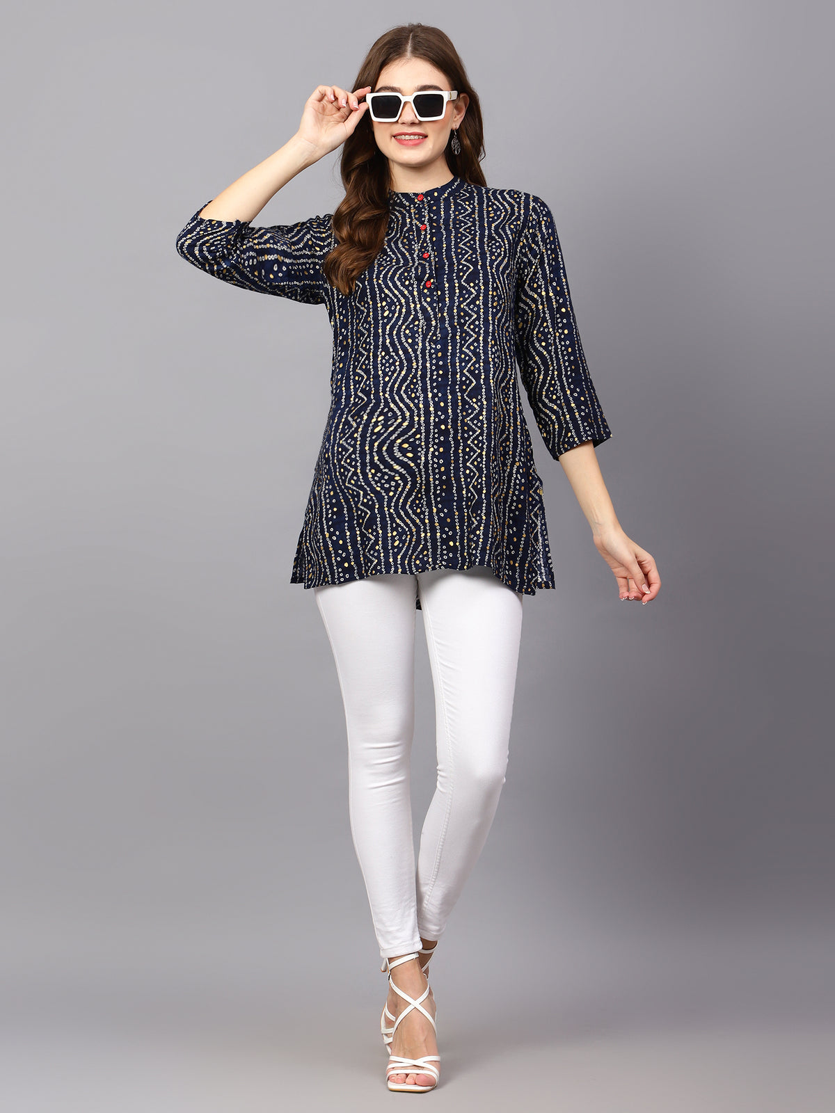 Blue Bandhani Print Tunic