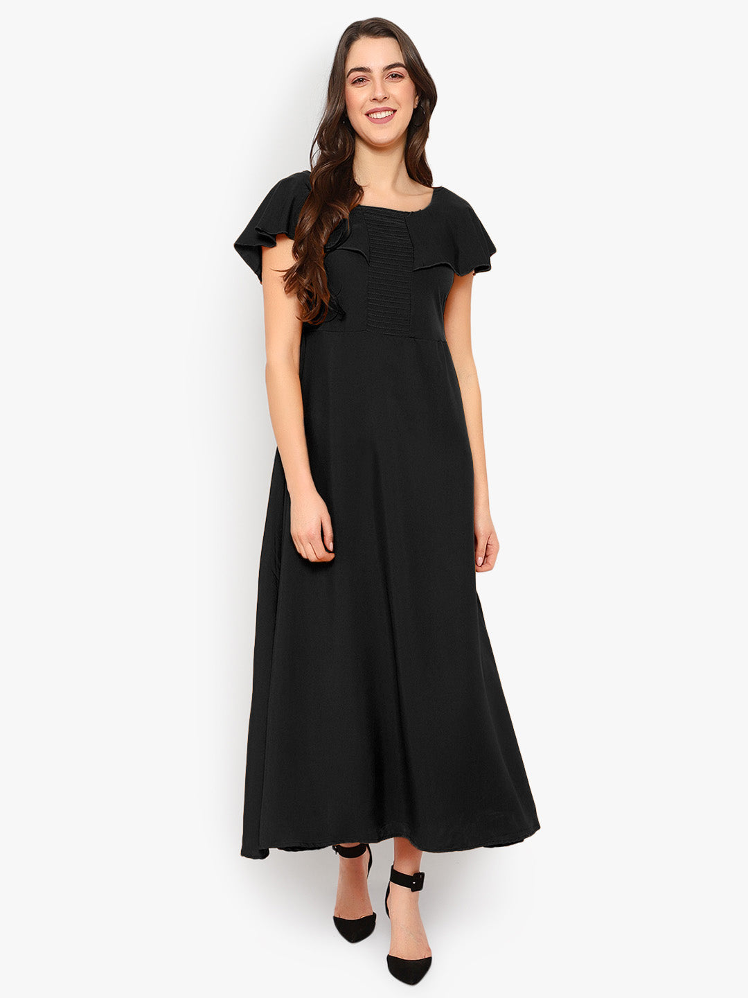 Black Solid Maxi Dress