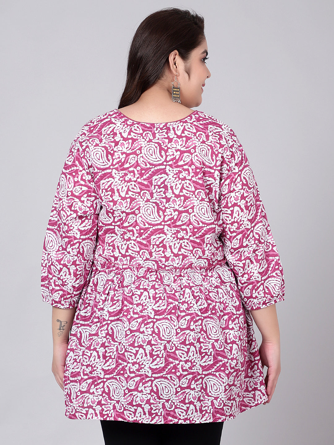 Pink Hand Block Print Plus Size Tunic