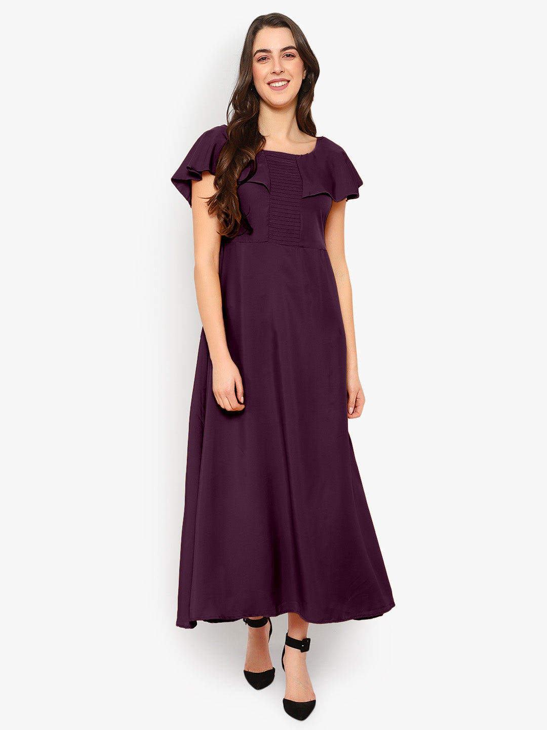 Purple Solid Maxi Dress