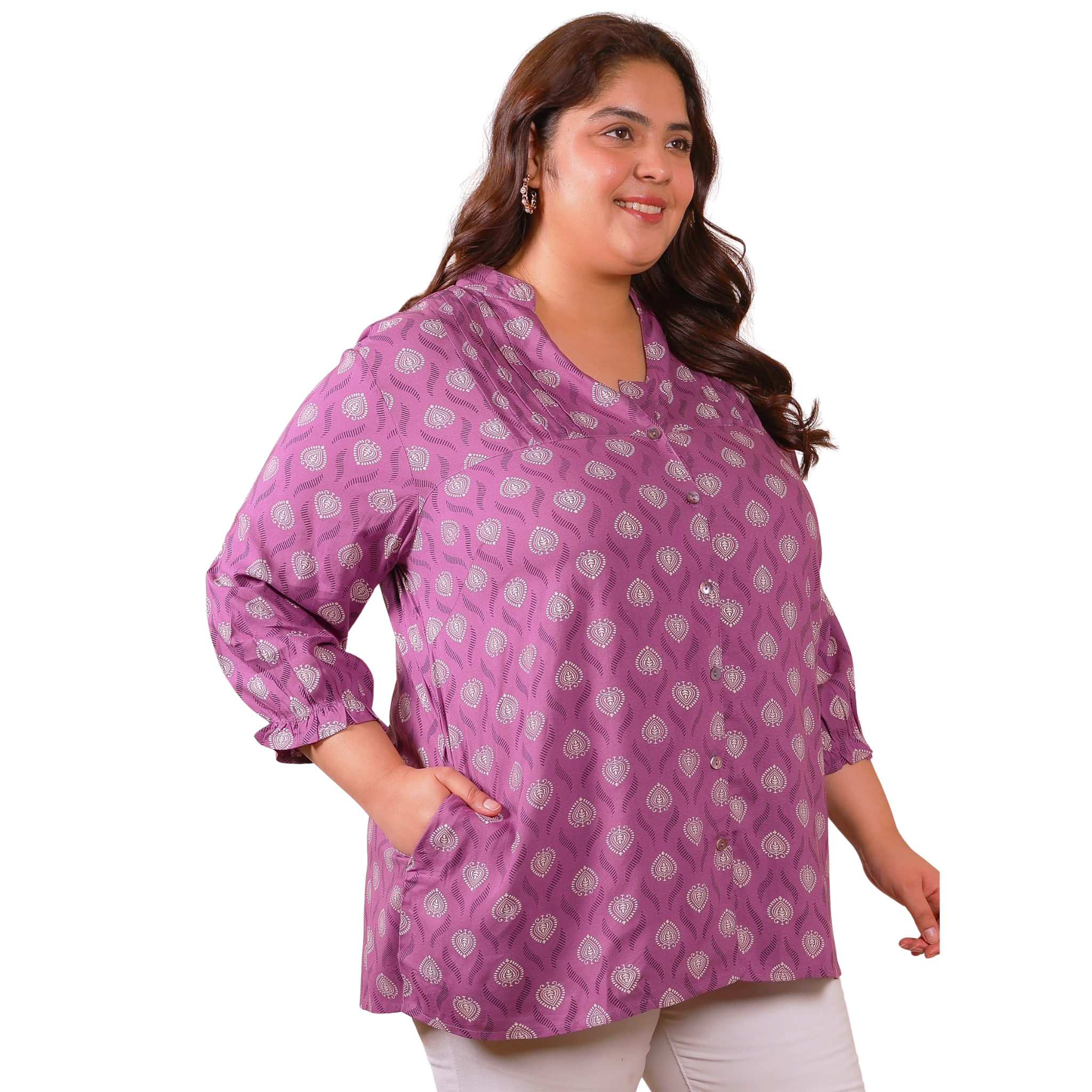 Purple Geometric Print Shirt