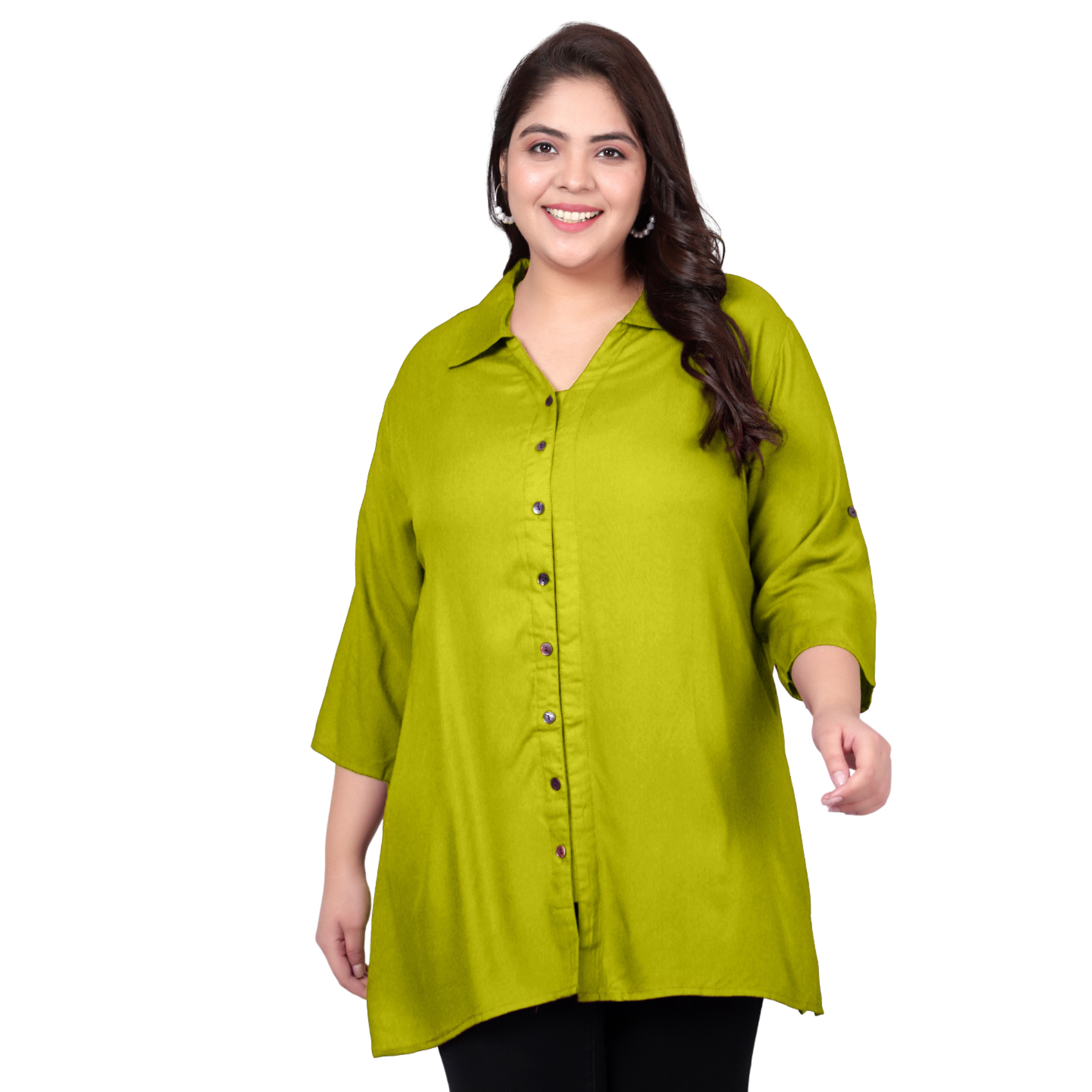 Light Green Longline Plus Size Shirt