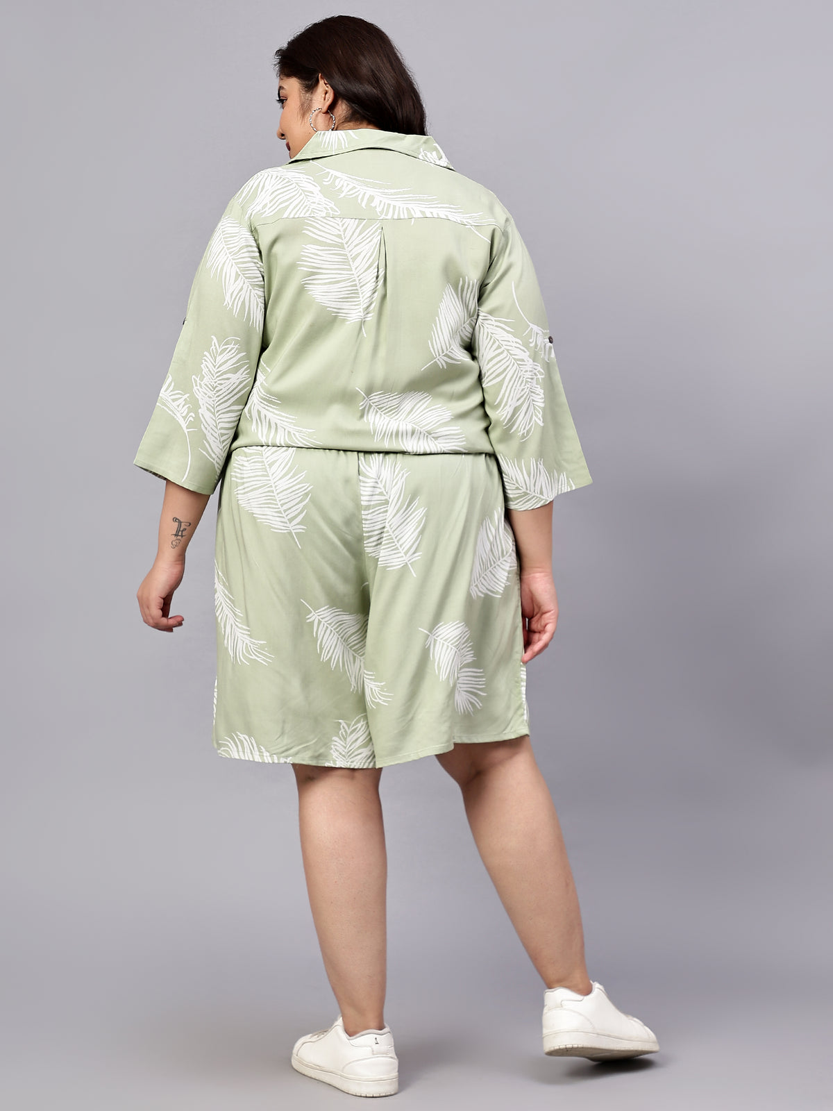Green Leaf Shirt And Short Set