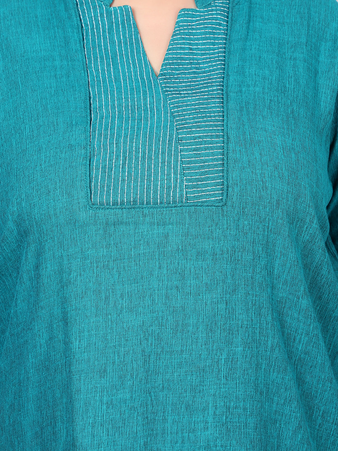 Turquoise Embroidered Plus Size Tunic