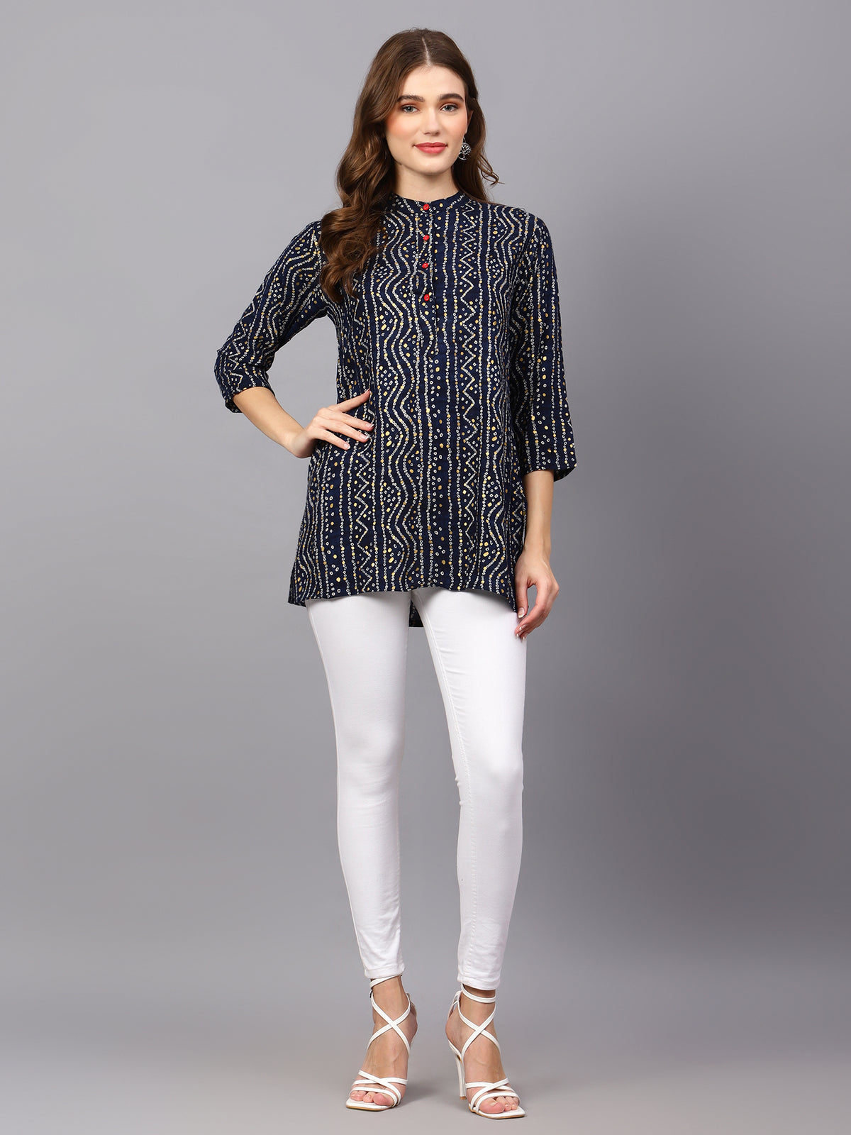 Blue Bandhani Print Tunic