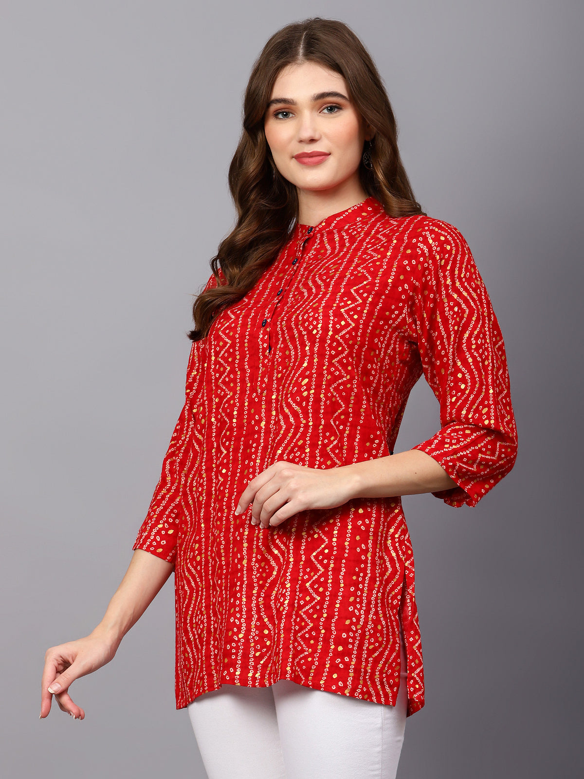 Red Bandhani Print Tunic