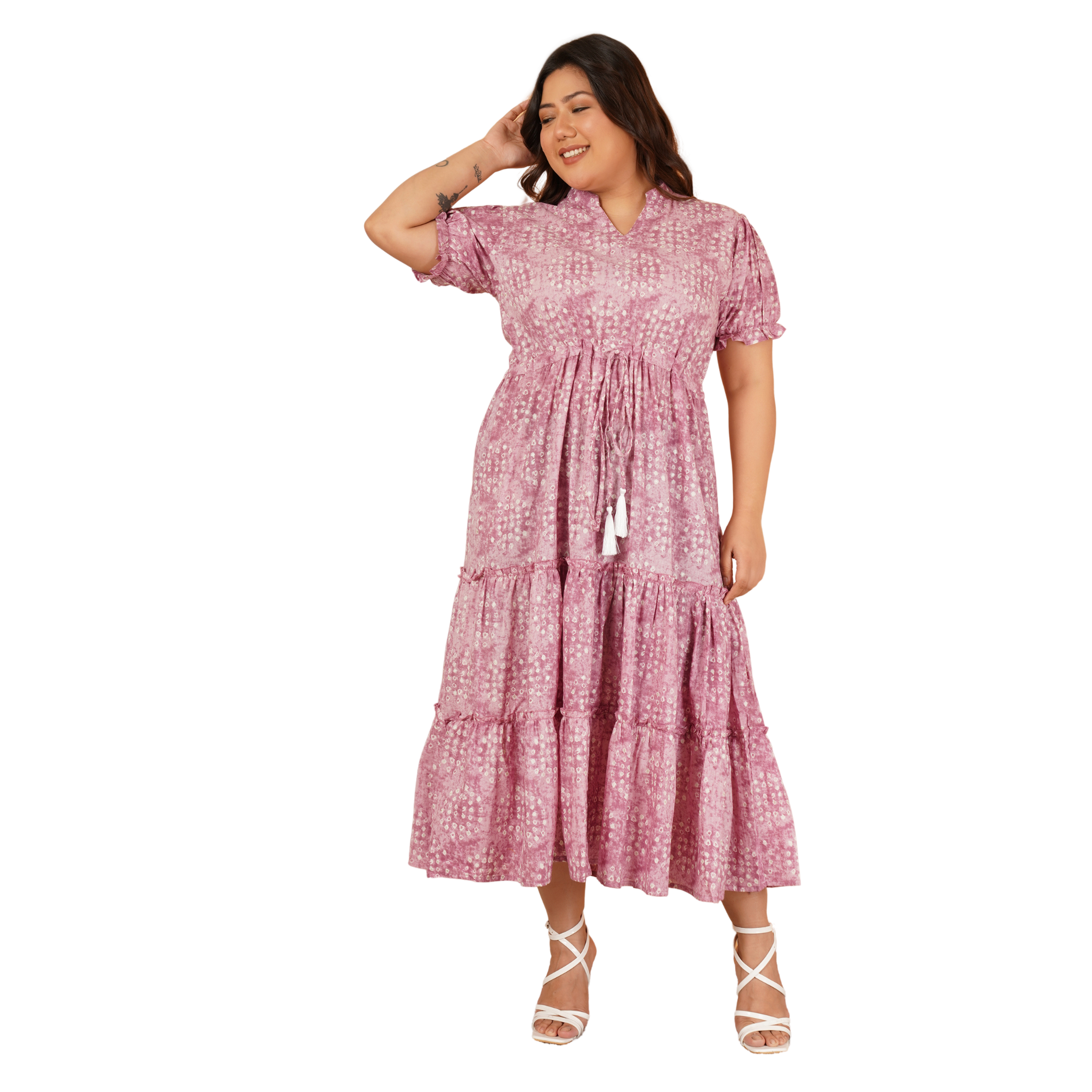 Pink Tiered Plus Size Dress