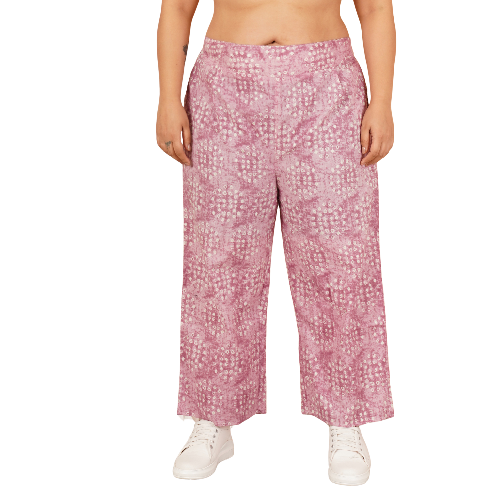 Pink Geometric Print Plus Size Trouser