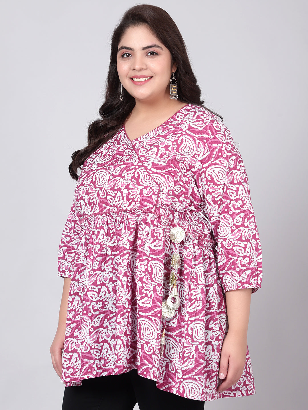 Pink Hand Block Print Plus Size Tunic