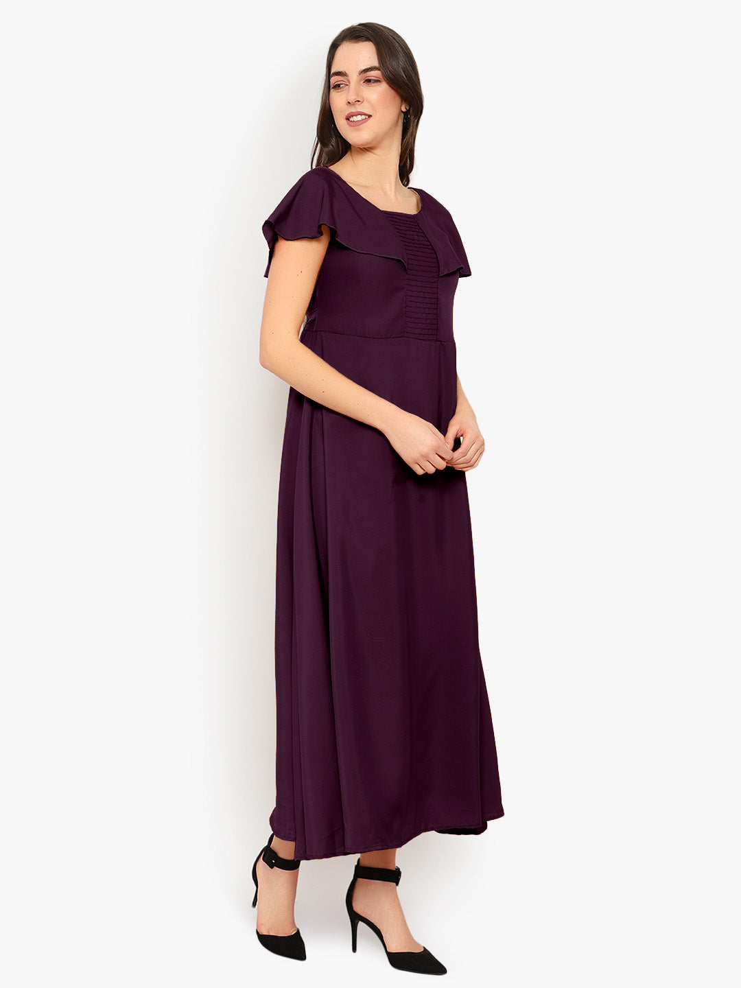 Purple Solid Maxi Dress