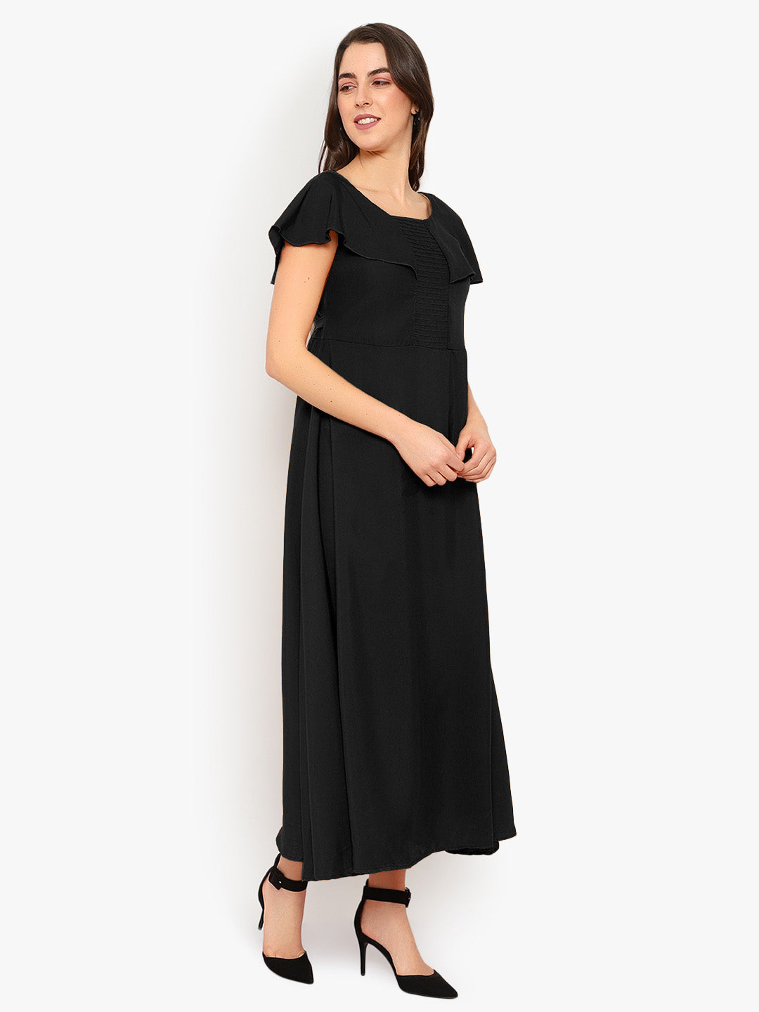 Black Solid Maxi Dress